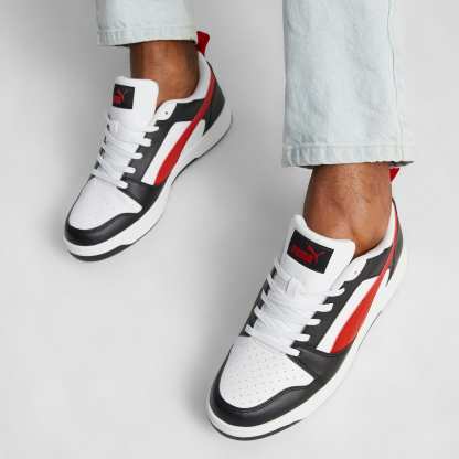 Rebound V6 Low Sneakers - PUMA White-For All Time Red-PUMA Black