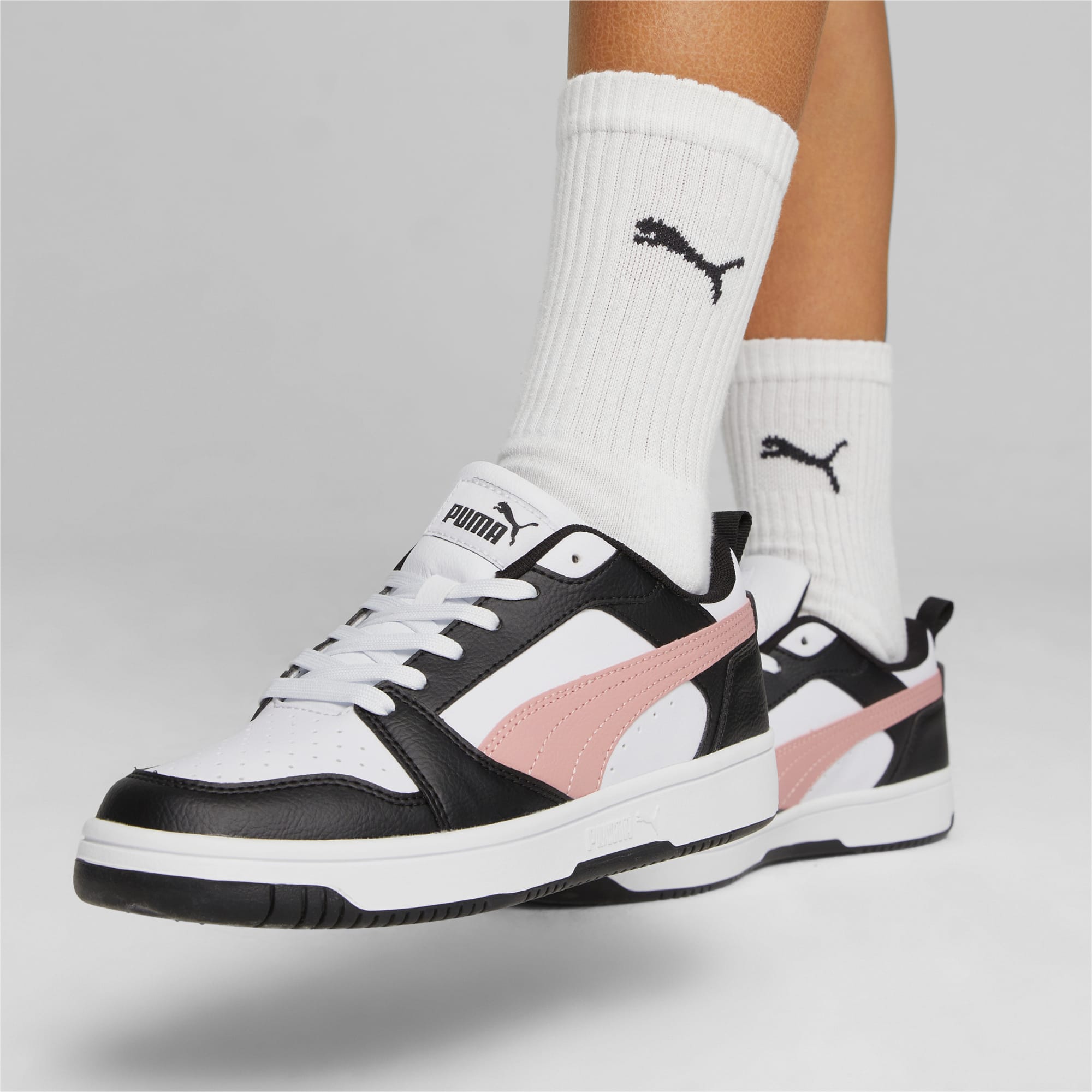 Rebound V6 Low Sneakers - PUMA White-Future Pink-PUMA Black