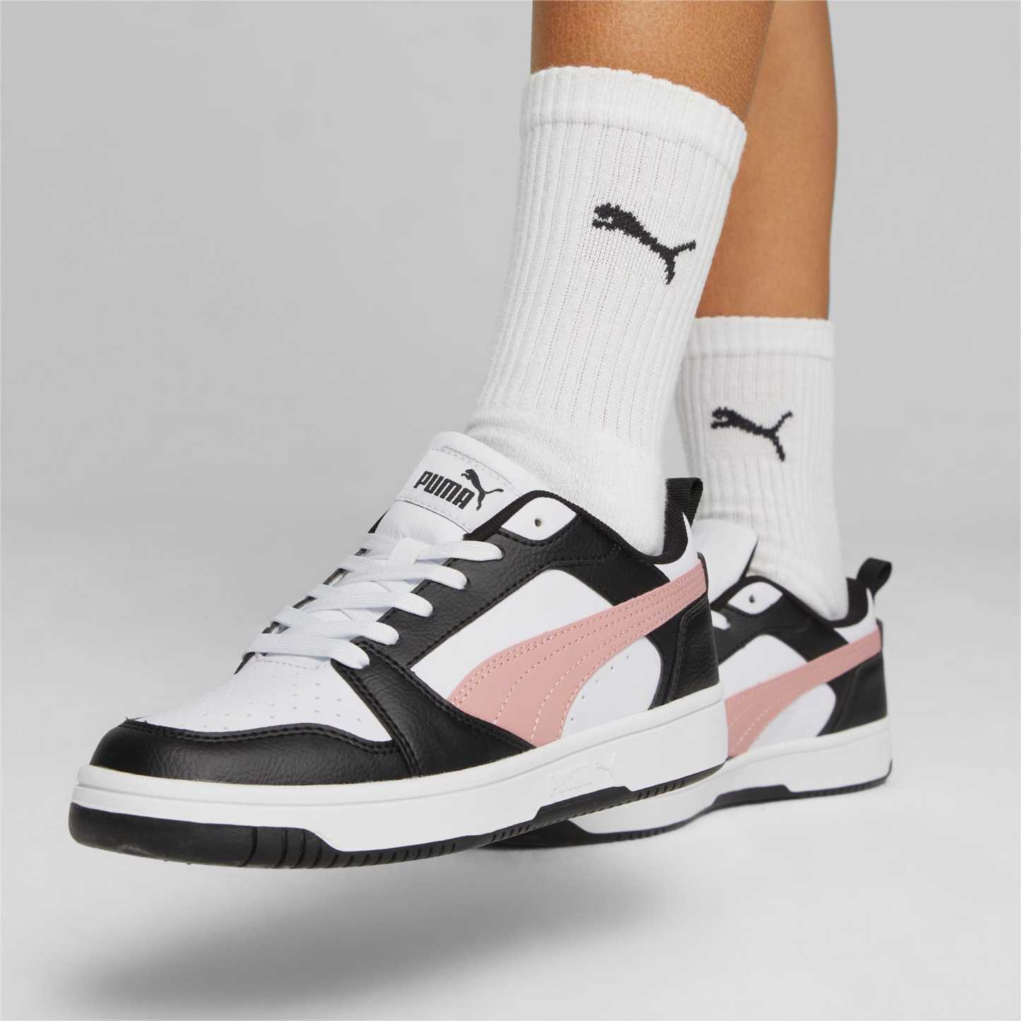 Rebound V6 Low Sneakers - PUMA White-Future Pink-PUMA Black