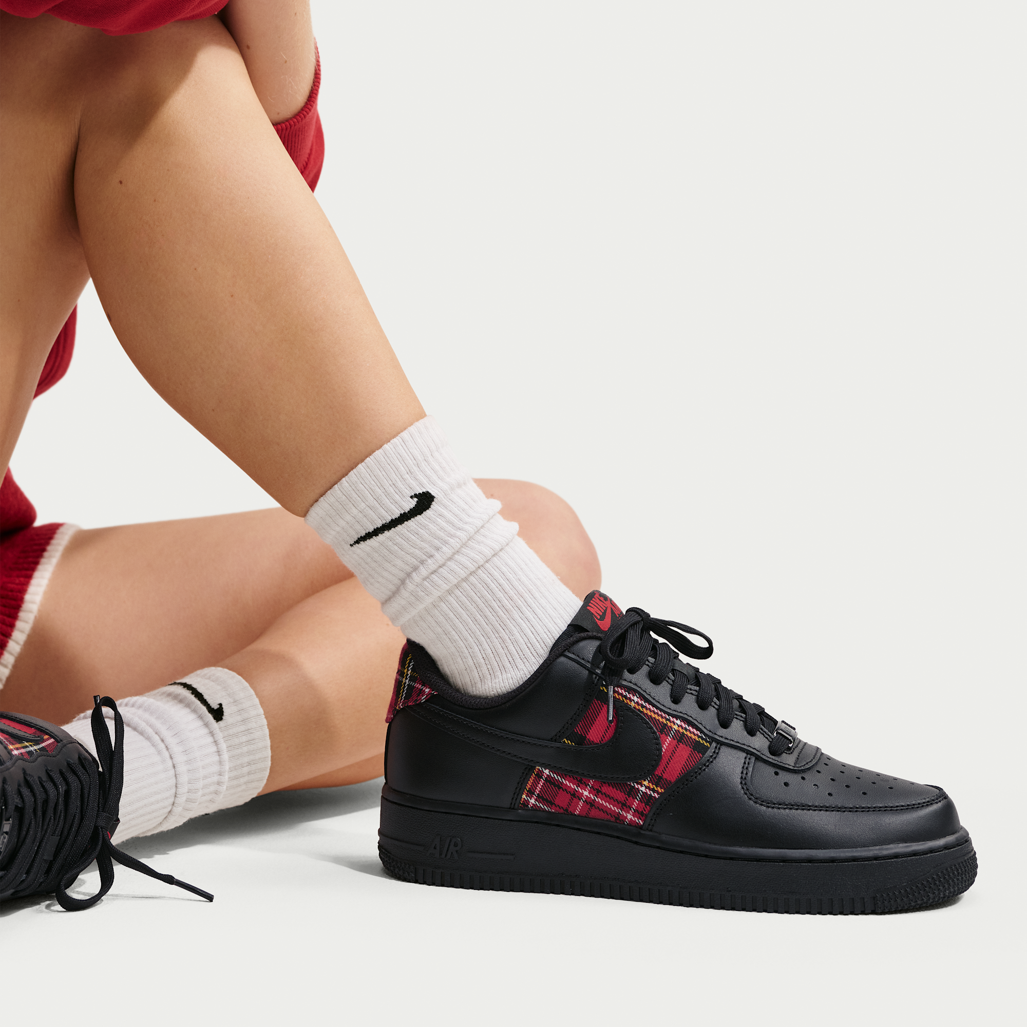 Nike Air Force 1 '07 "Plaid" - Μαύρο/Tough Red/Λευκό/Μαύρο - 9