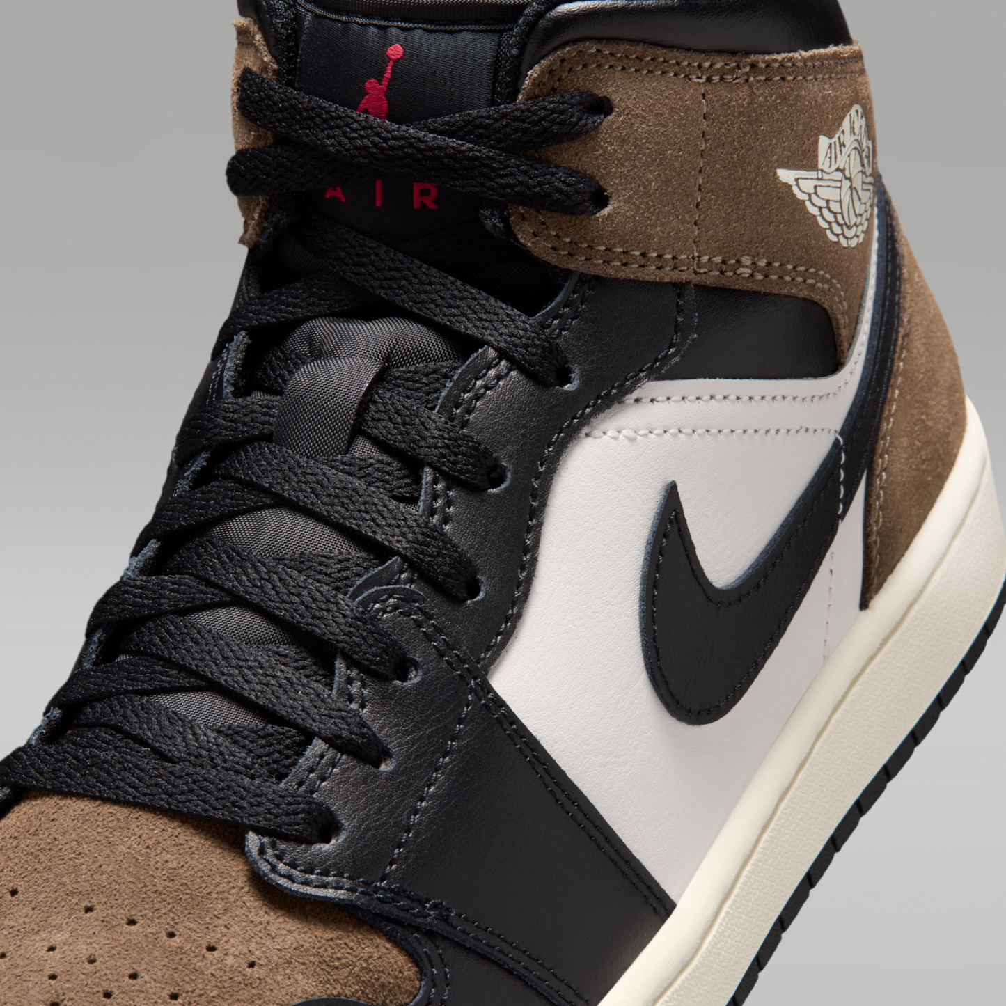 Air Jordan 1 Mid - Μαύρο/Palomino/University Red/Phantom - 7