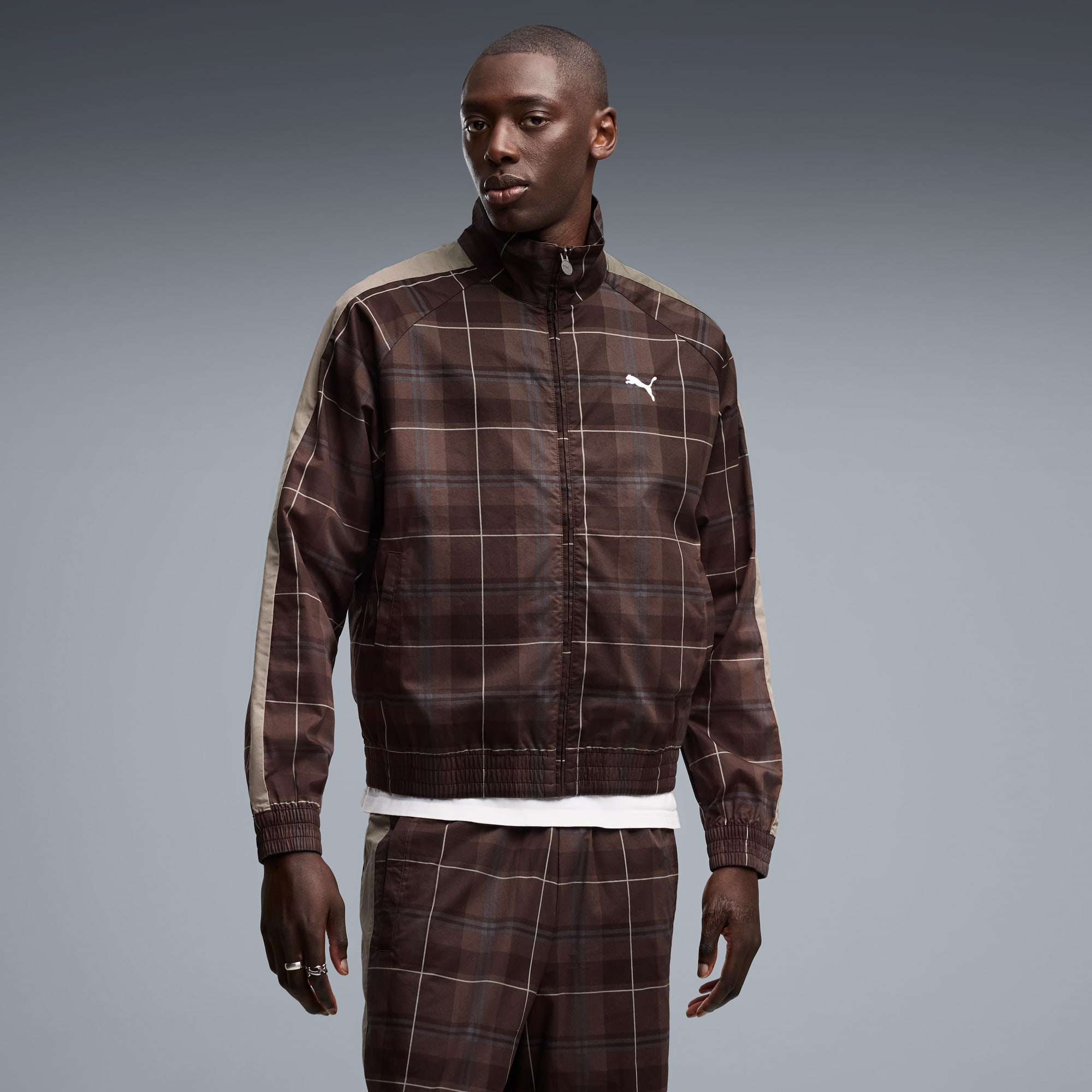 T7 Relaxed Tartan Trainingsjacke Herren - Chocolate Fondue