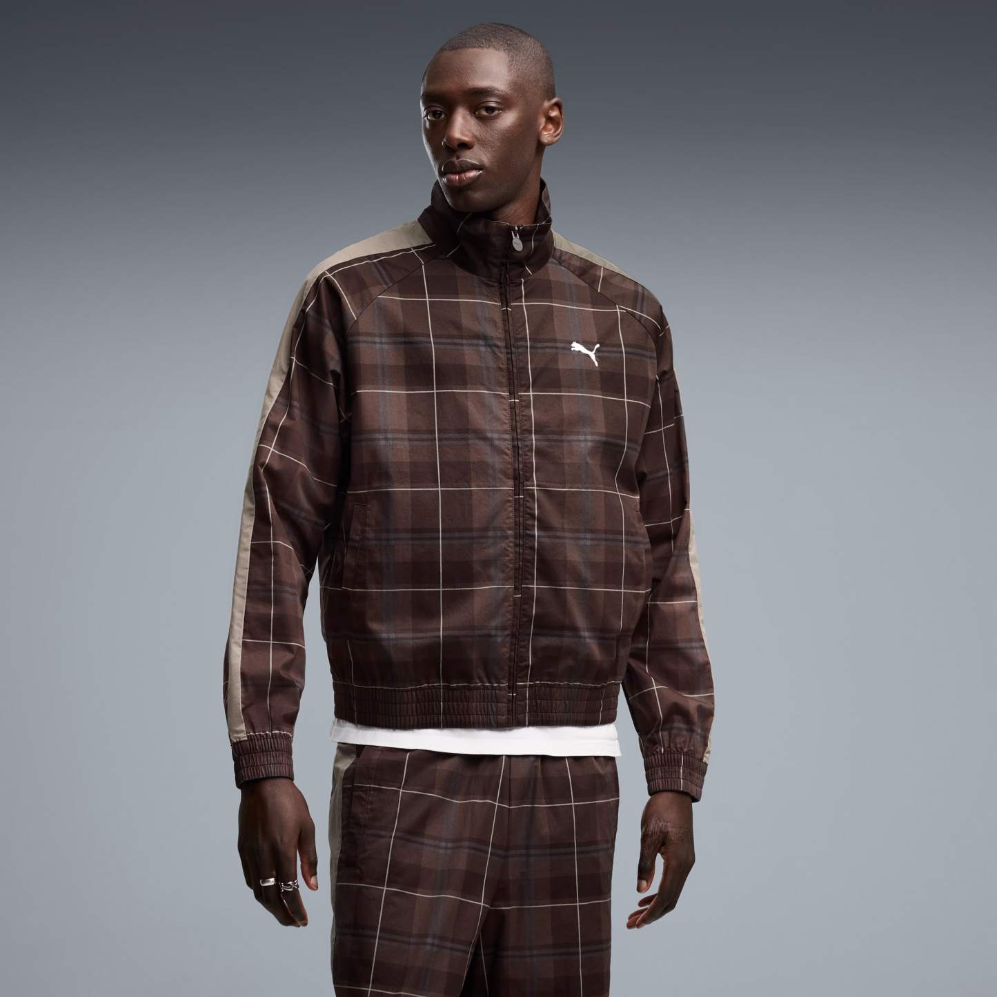 T7 Relaxed Tartan Trainingsjacke Herren - Chocolate Fondue