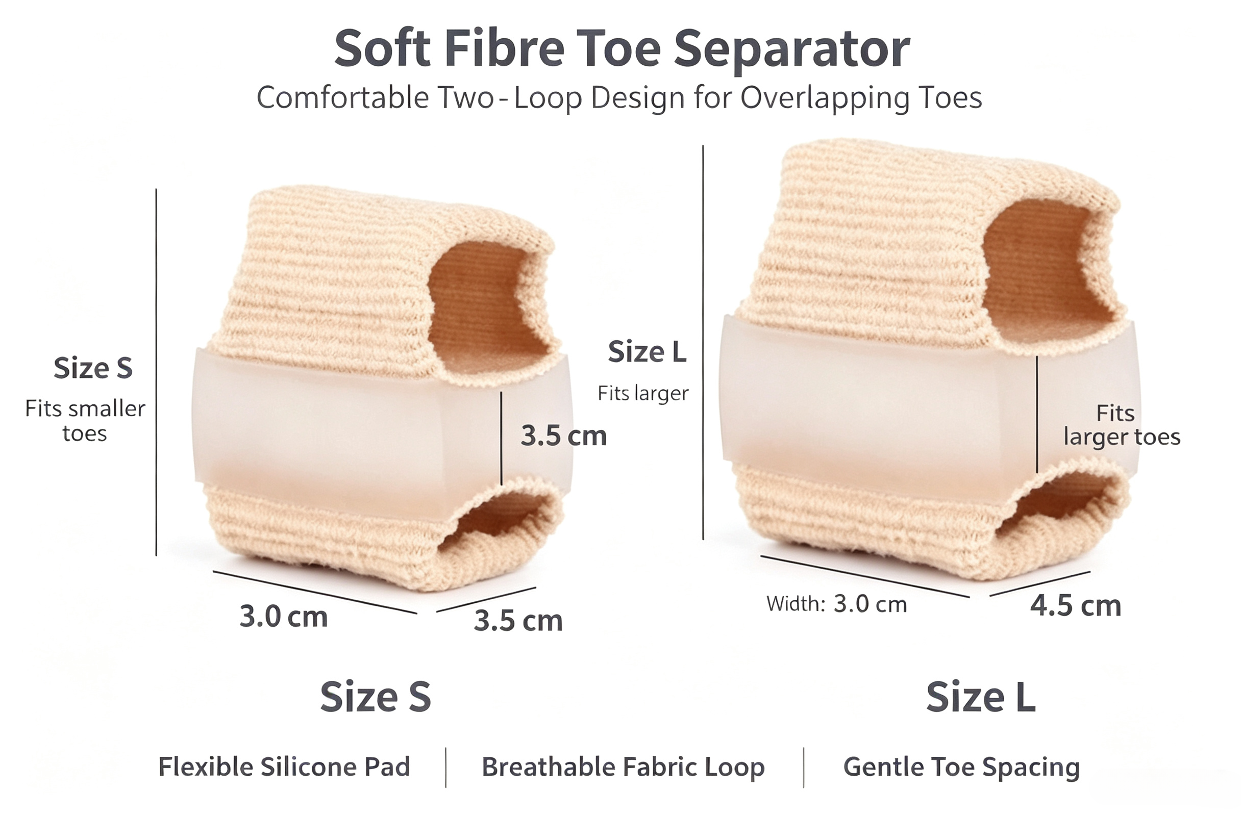 Big Toe Cushion Separator, Fibrous Toe Spacers for Men & Women Foot Care