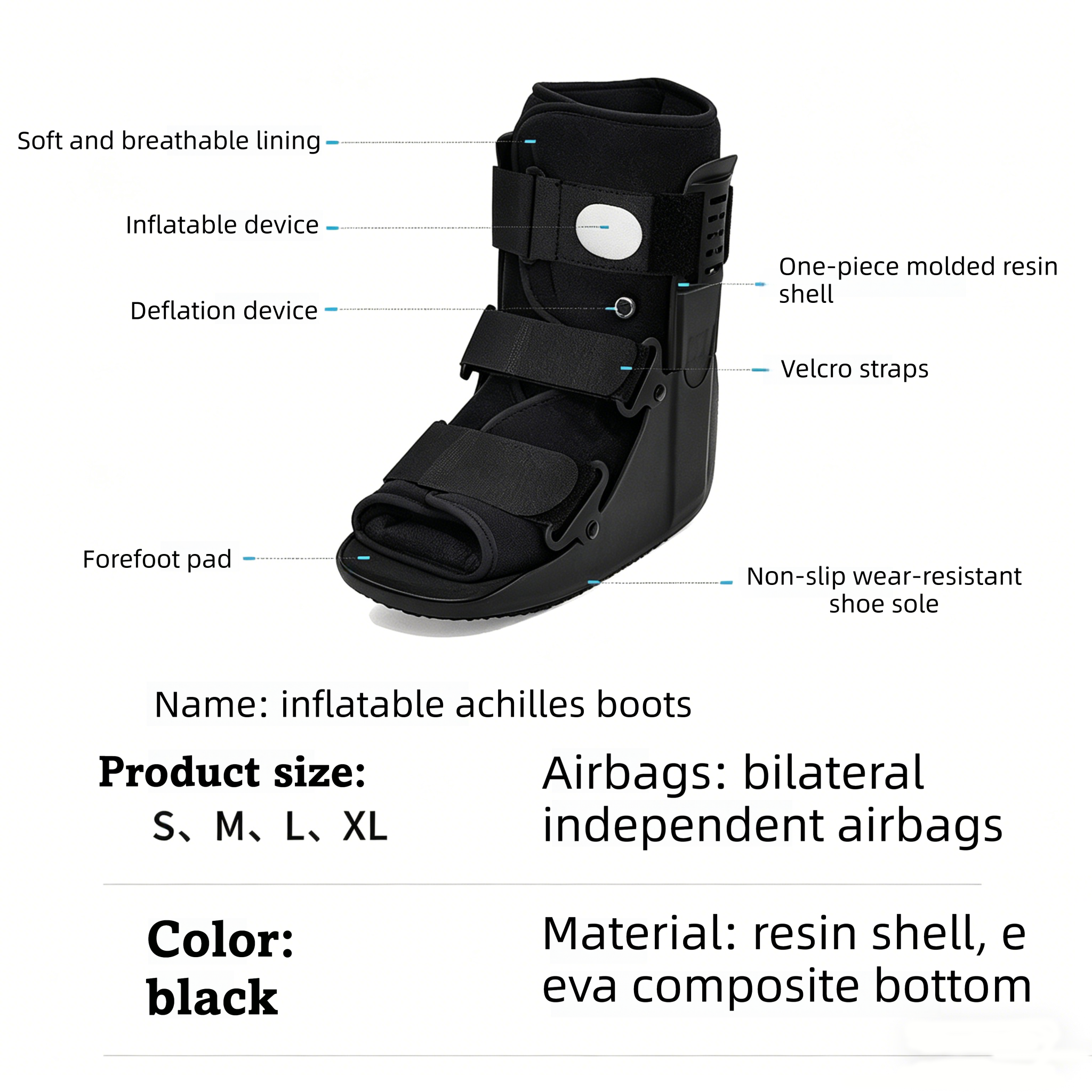 Airbag Achilles tendon boot brace