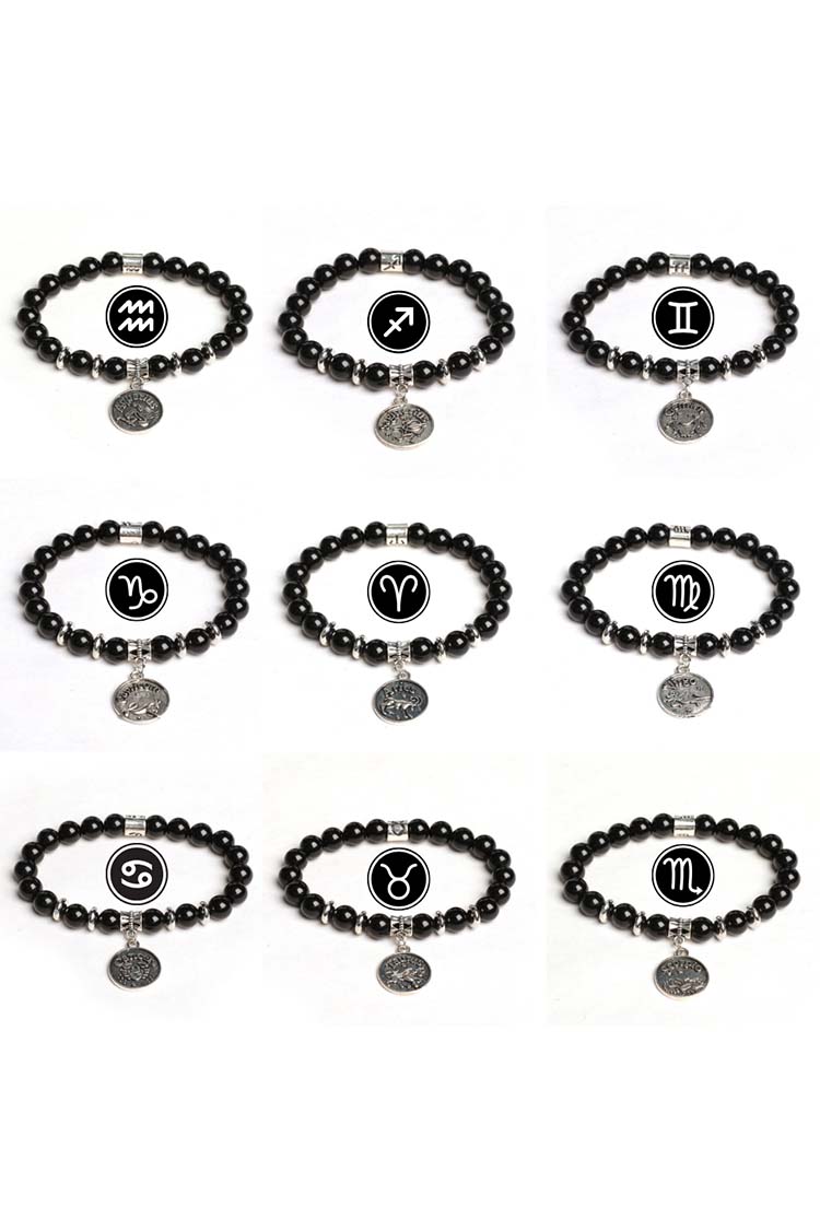 Zodiac Shield – Obsidian Zodiac Pendant Bracelet