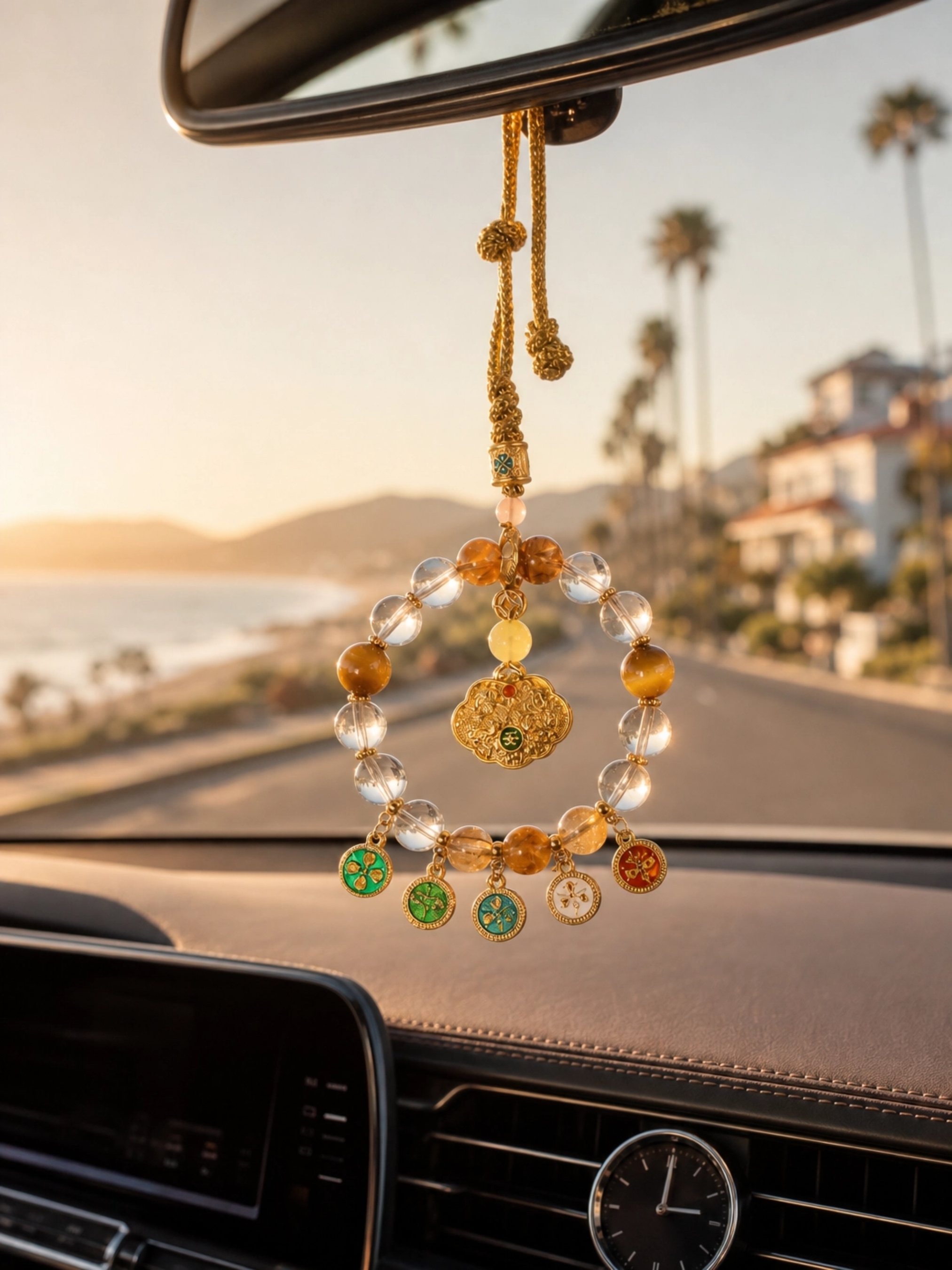 Handcrafted Citrine Crystal Car Hanging Charm