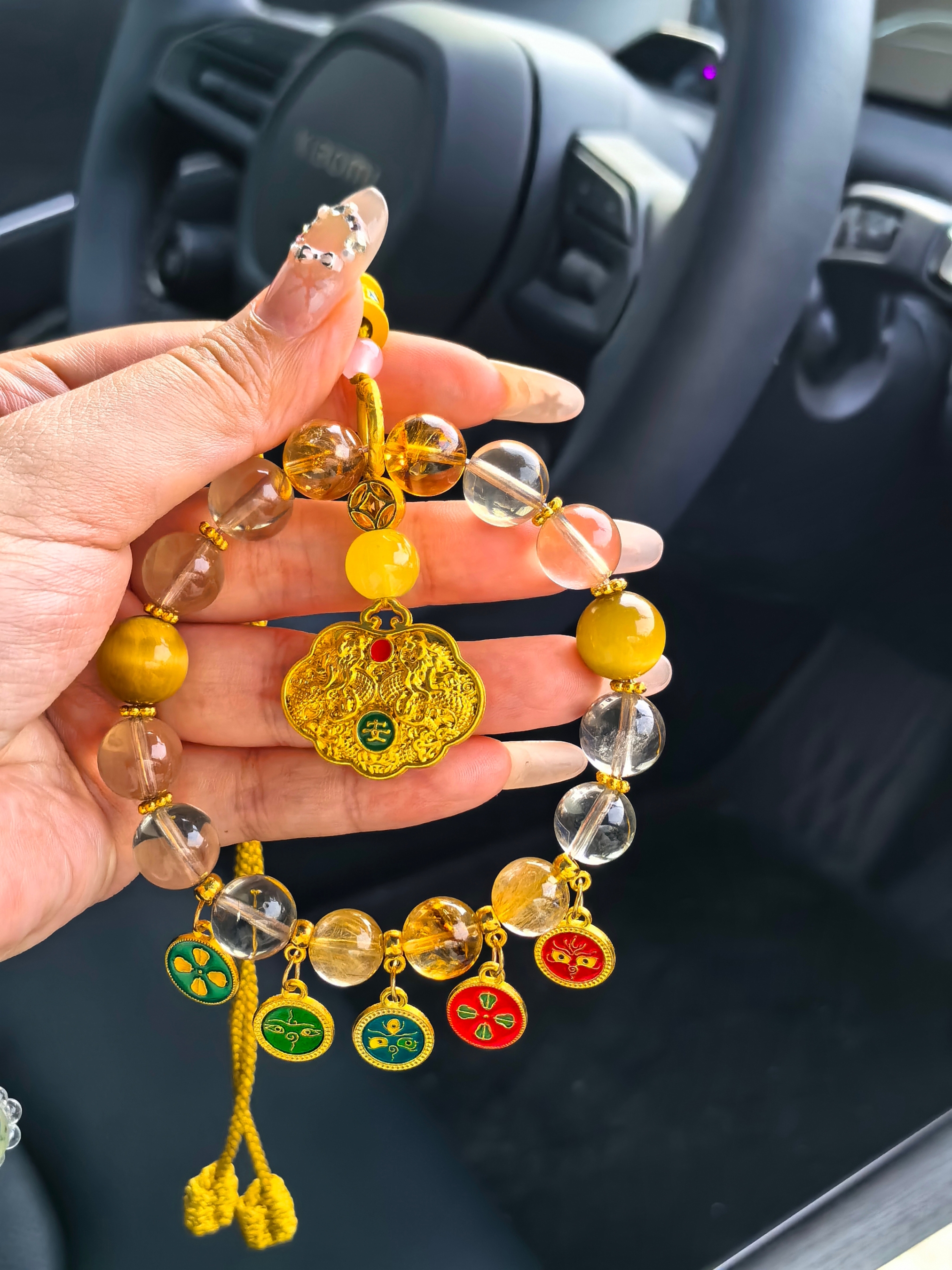 Handcrafted Citrine Crystal Car Hanging Charm