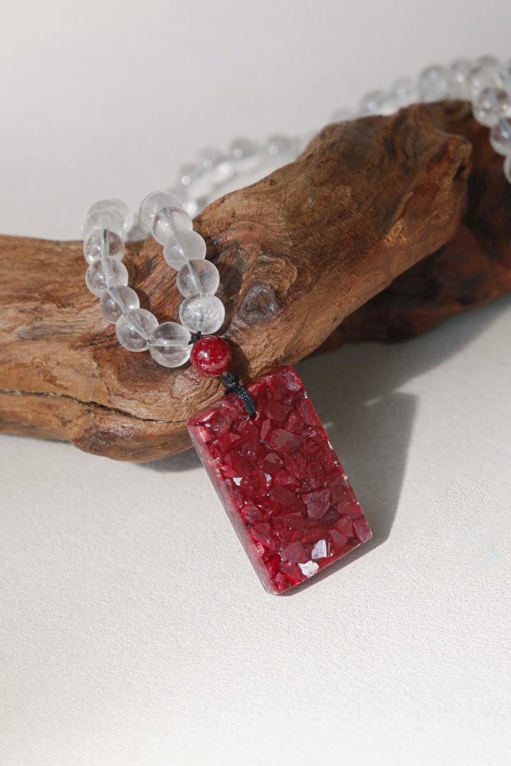 100% HAND-CARVED Cinnabar Protection Plaque