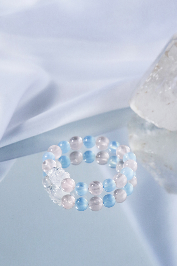 Aquamarine & Rose Quartz - Celestial Fox Bracelet