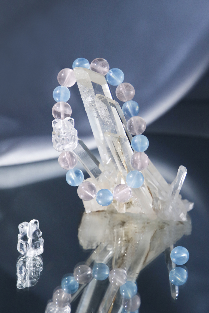 Aquamarine & Rose Quartz - Celestial Fox Bracelet