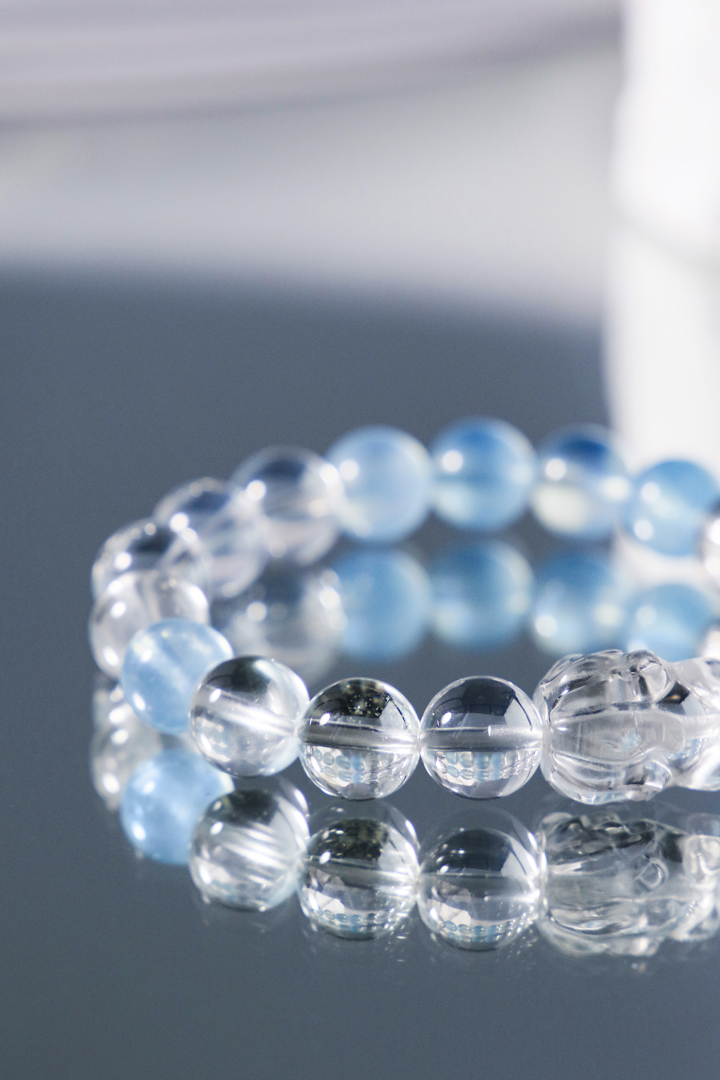 Aquamarine & Clear Quartz - Celestial Fox Bracelet