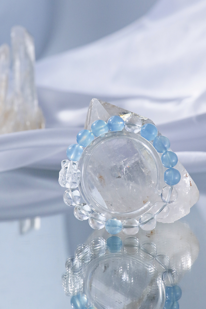 Aquamarine & Clear Quartz - Celestial Fox Bracelet