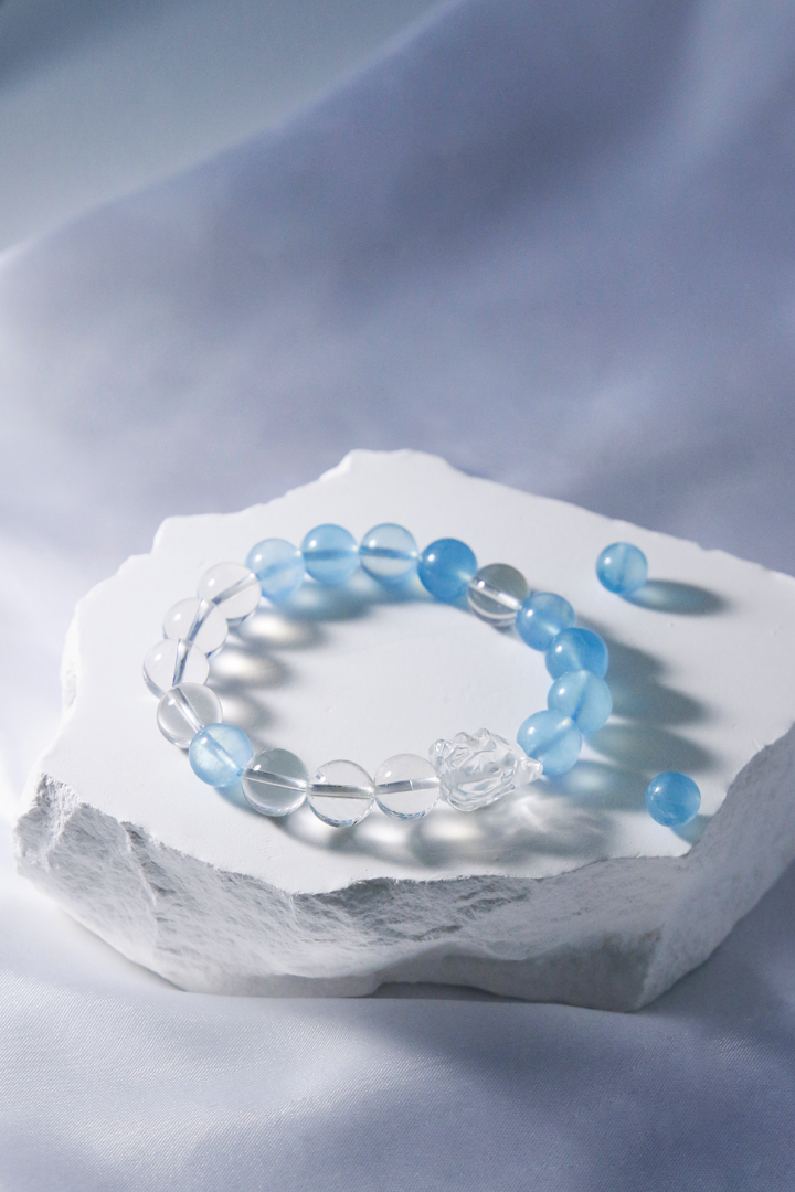 Aquamarine & Clear Quartz - Celestial Fox Bracelet