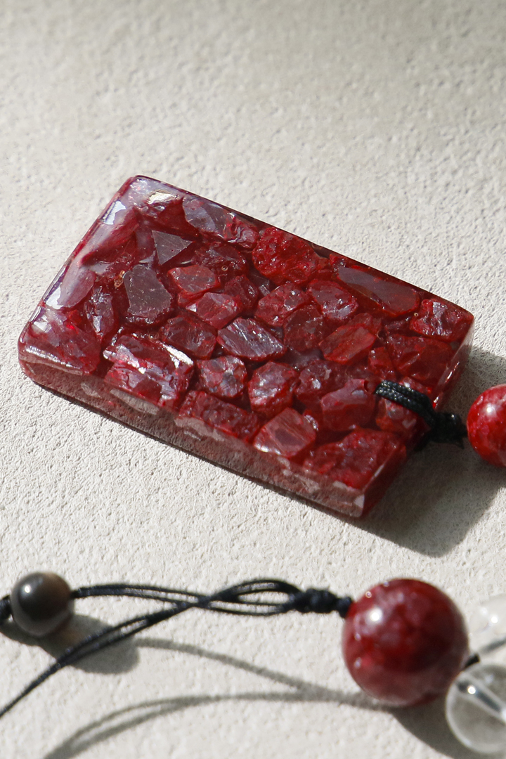 100% HAND-CARVED Cinnabar Protection Plaque