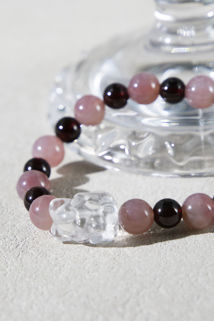 Rose Quartz + Garnet - Celestial Fox Love Attraction Bracelet