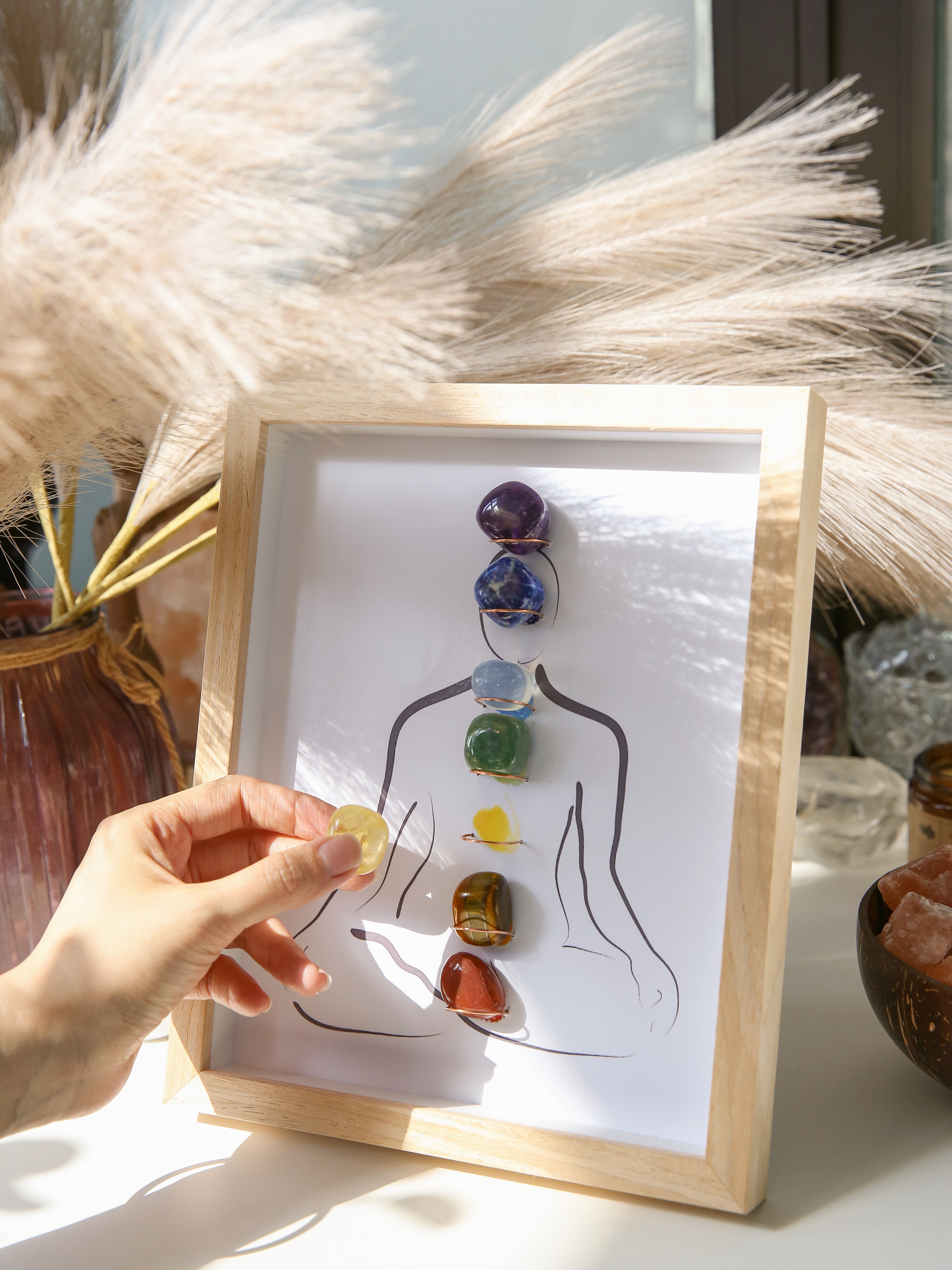 7 Chakra Healing Gemstone Picture Frame (Removable)