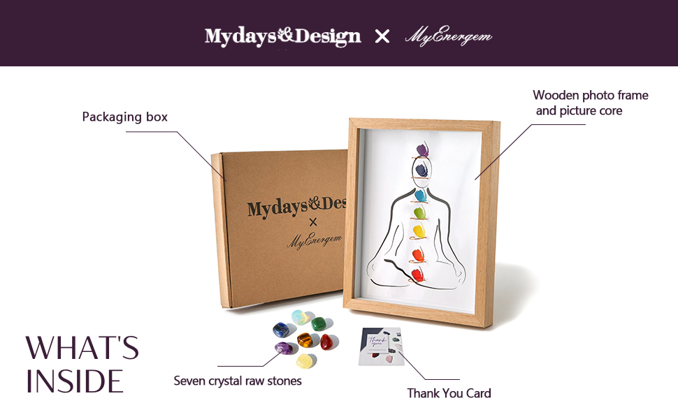 7 chakras stones with frame