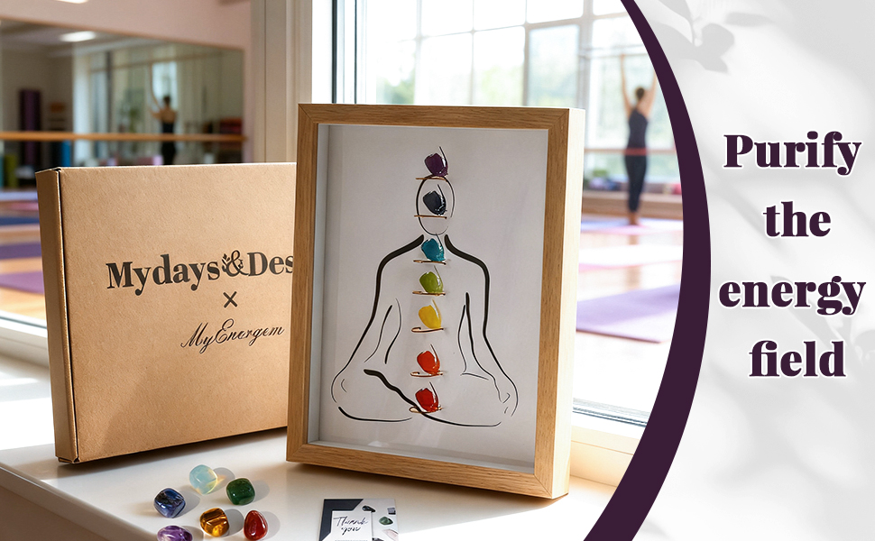 7 chakras stones with frame
