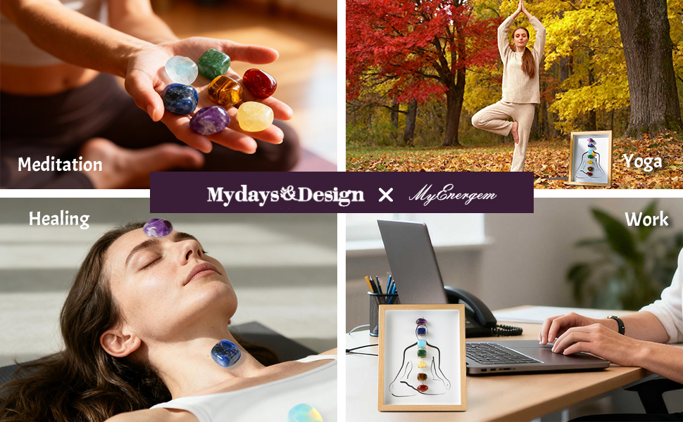 7 chakra stones with frame