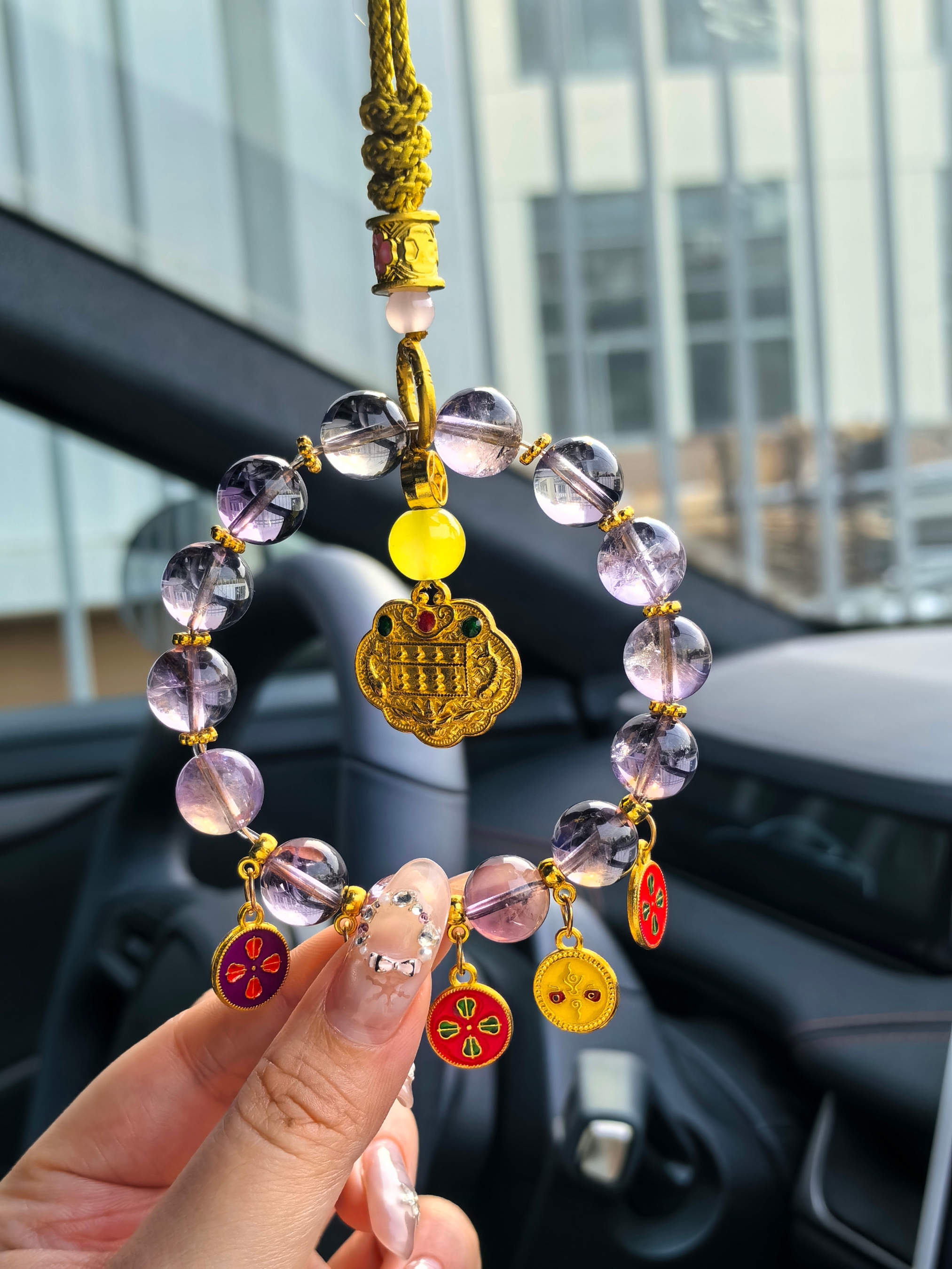 Handcrafted Amethyst Crystal Car Hanging Charm