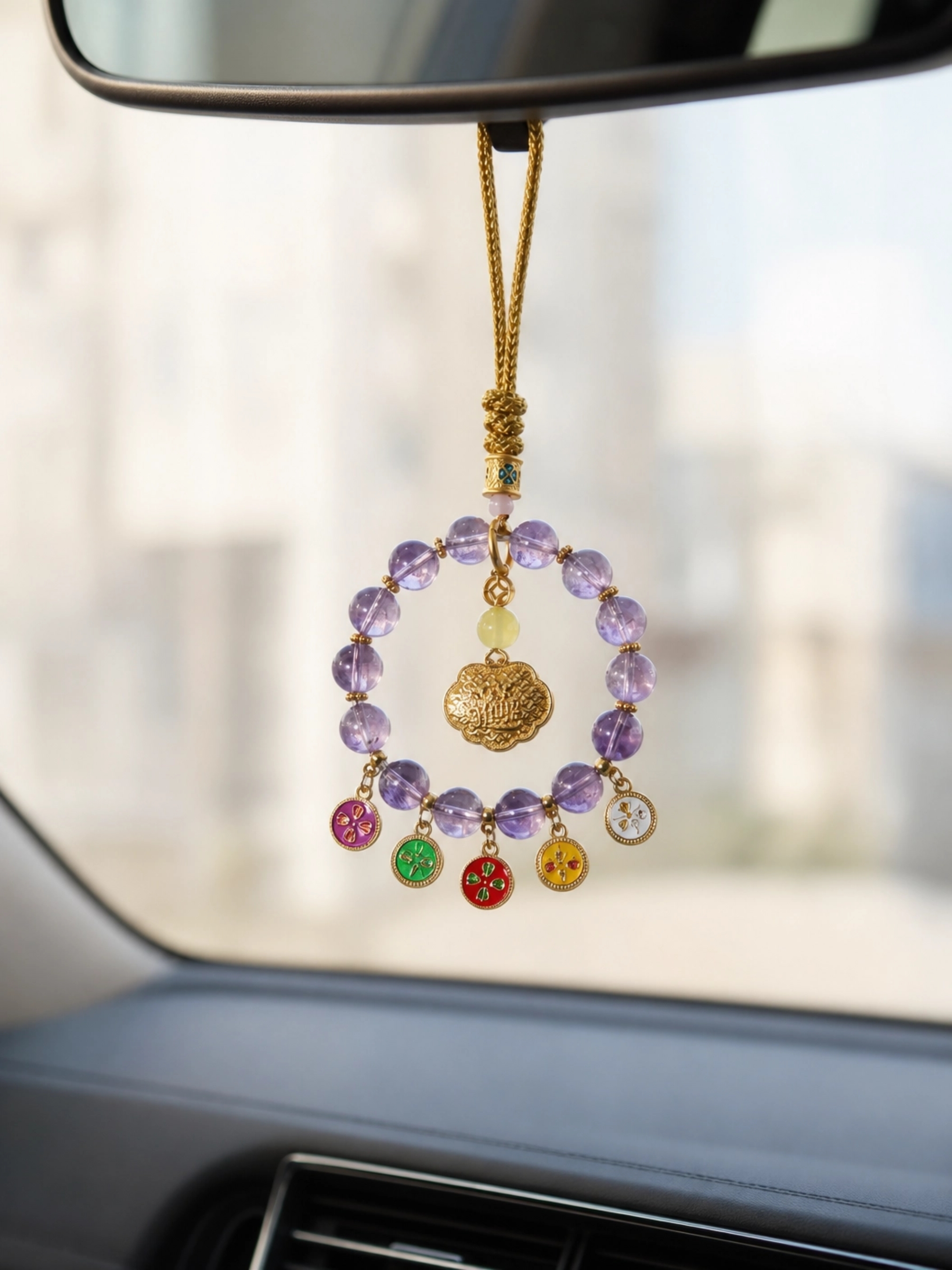 Handcrafted Amethyst Crystal Car Hanging Charm