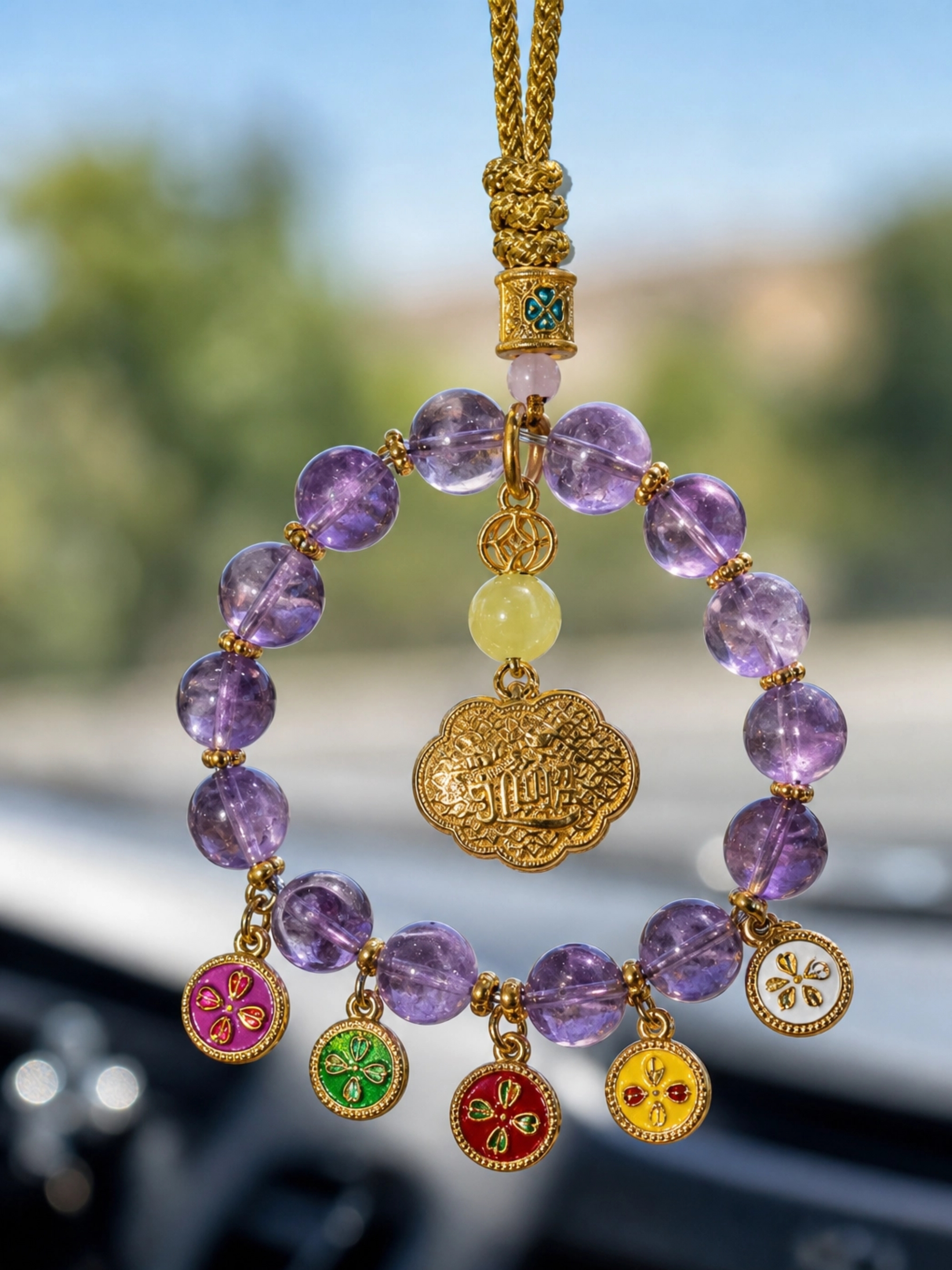Handcrafted Amethyst Crystal Car Hanging Charm
