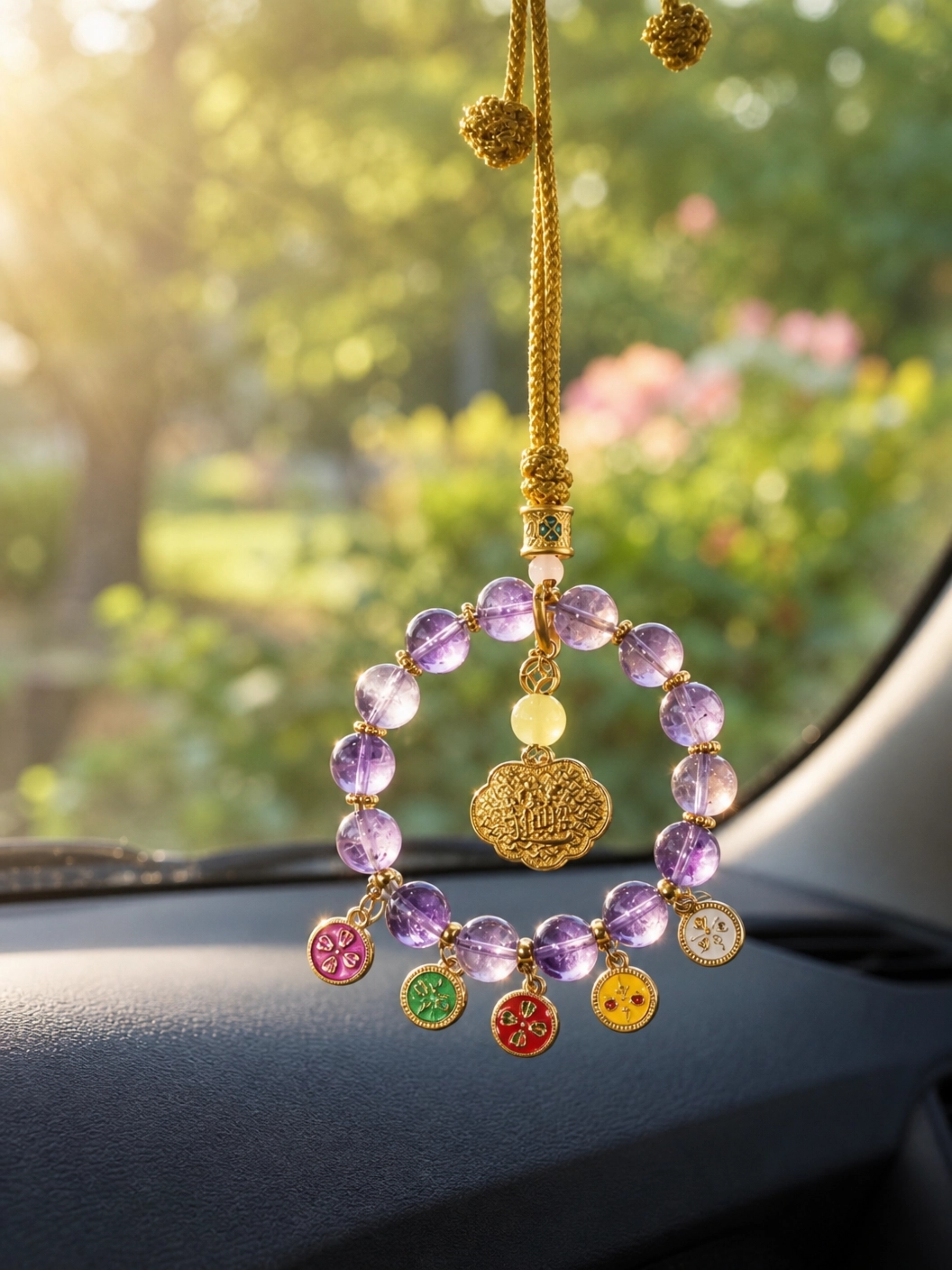 Handcrafted Amethyst Crystal Car Hanging Charm
