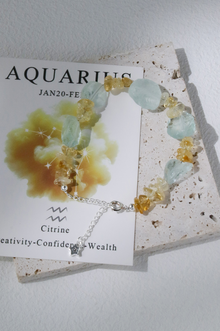 Aquarius Citrine Zodiac Bracelet 