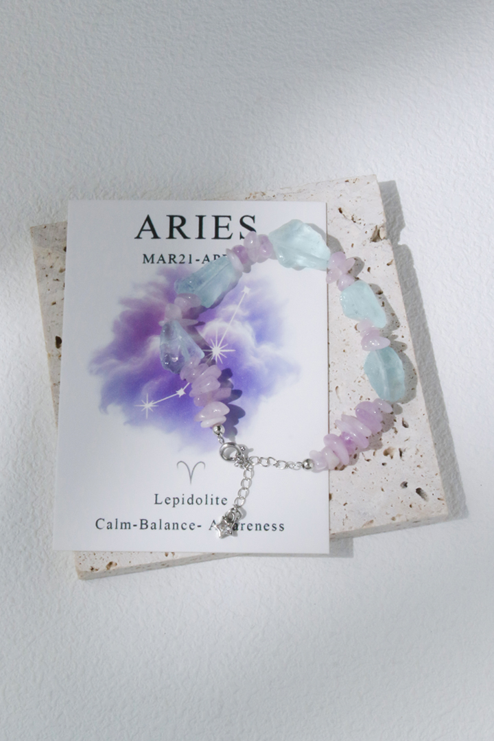 Aries Lepidolite Zodiac Bracelet 