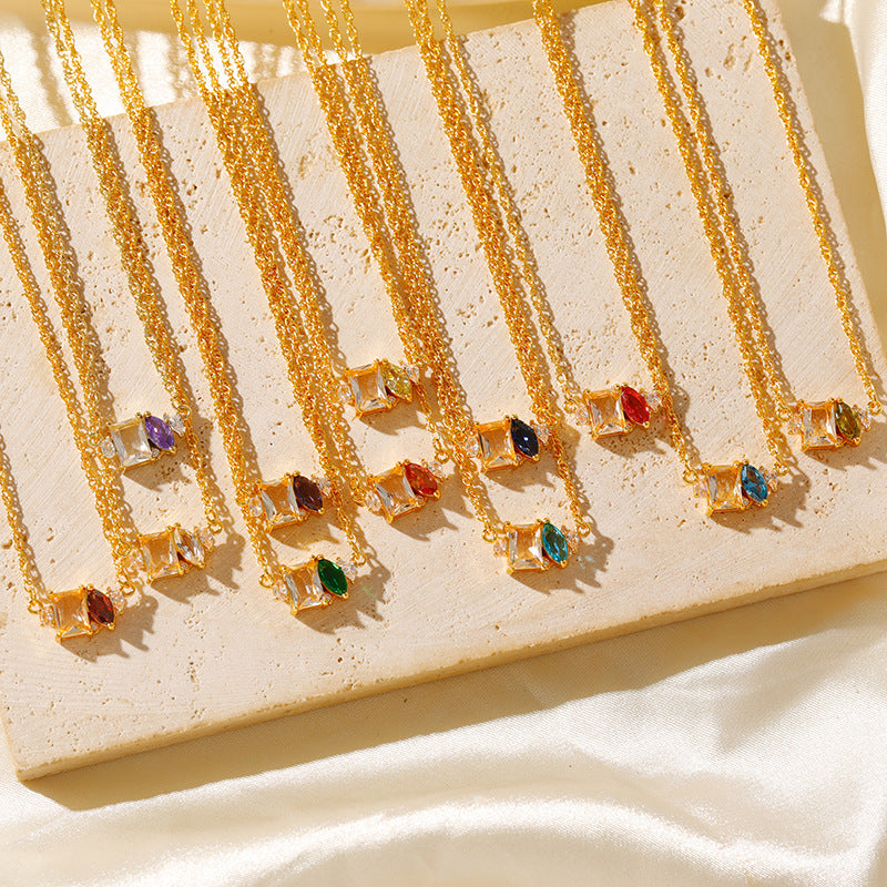 Dual Charm Birthstone Necklace