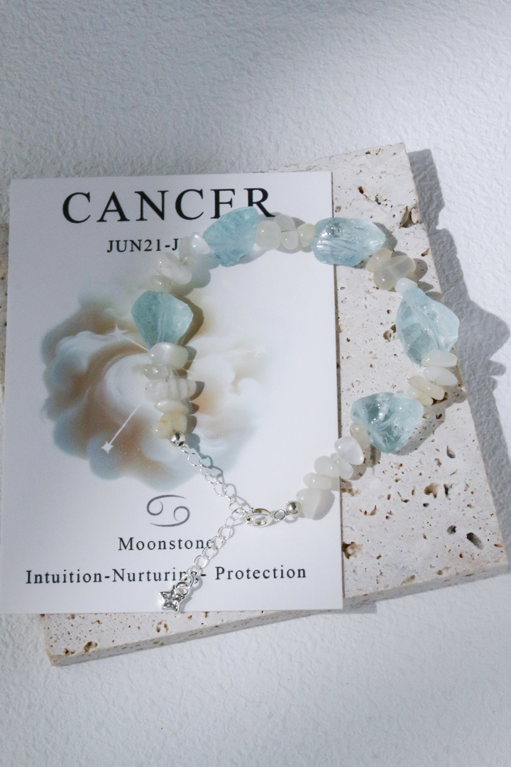 Cancer Moonstone Zodiac Bracelet 