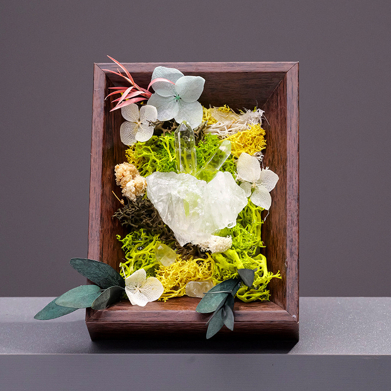 Crystal Preserved Flower Micro-Landscape in Black Drawer Box | Eternal Bloom Series