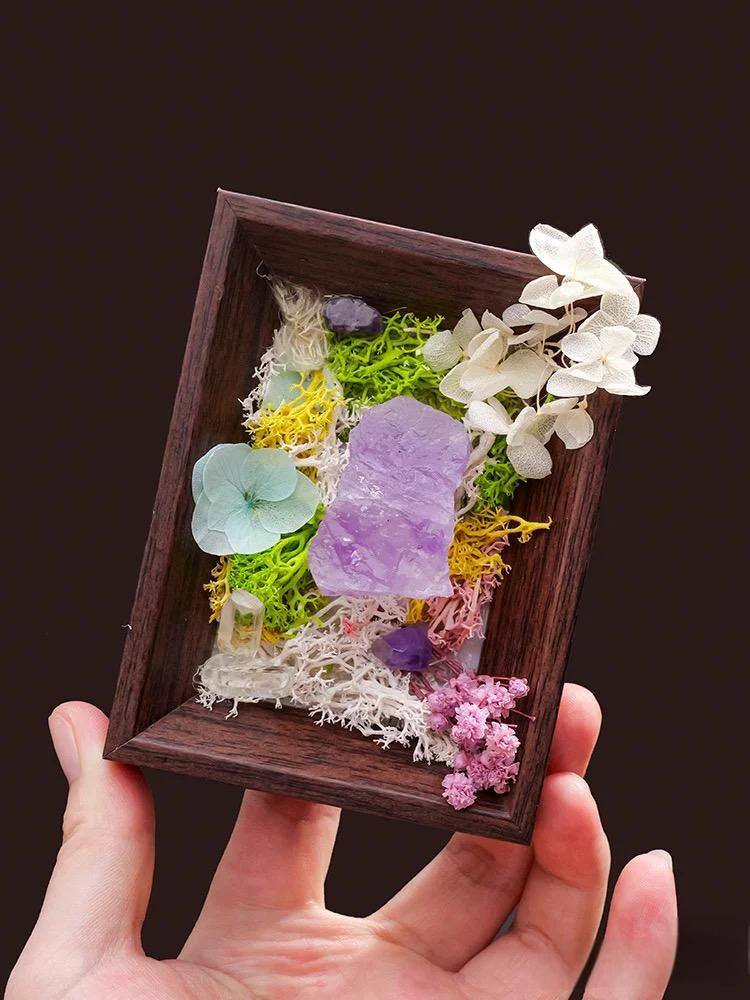 Crystal Preserved Flower Micro-Landscape in Black Drawer Box | Eternal Bloom Series