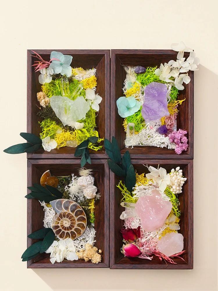 Crystal Preserved Flower Micro-Landscape in Black Drawer Box | Eternal Bloom Series