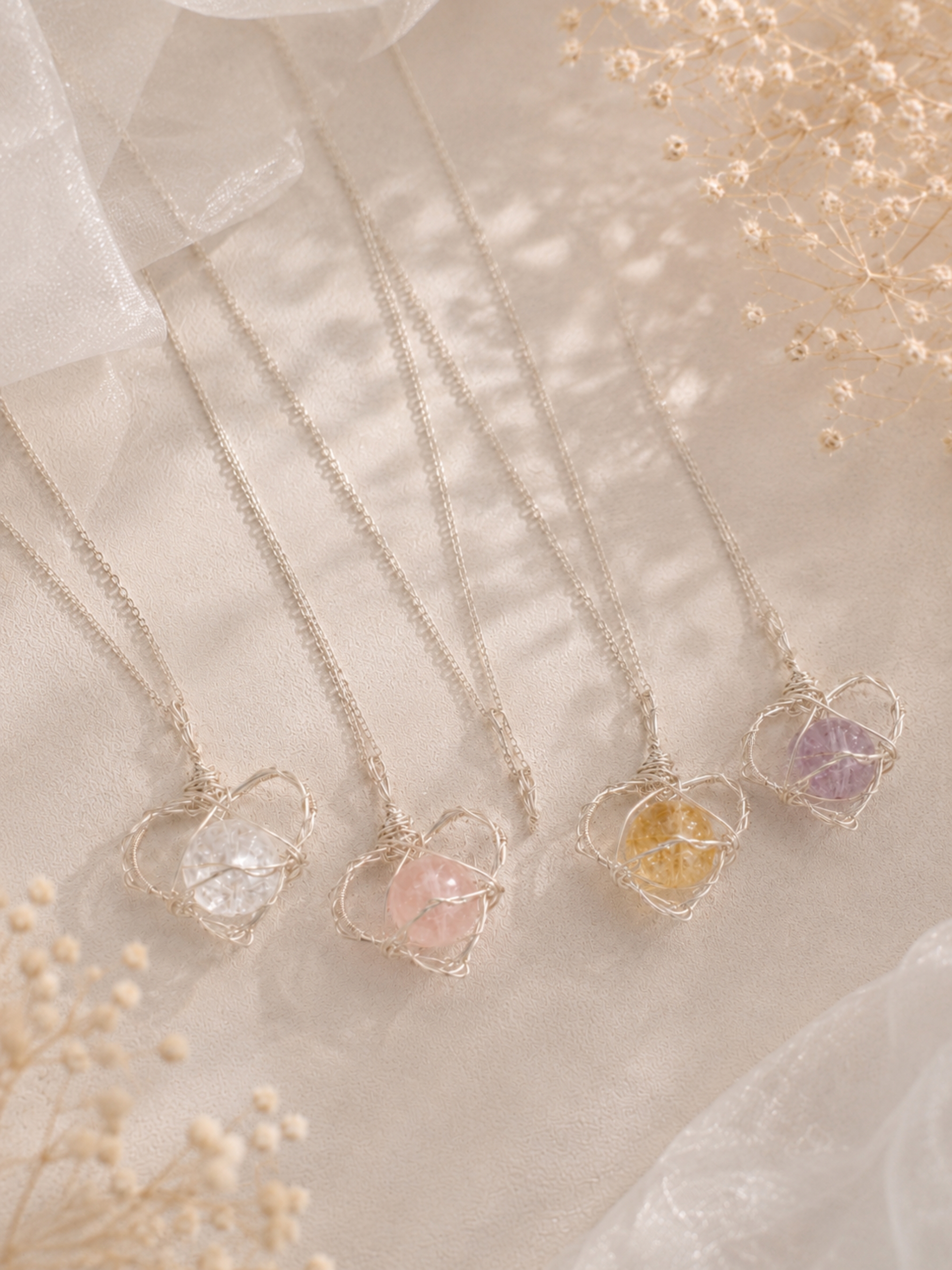 Crystal Heart Necklace, Dainty Wire Wrapped Pendant Jewelry