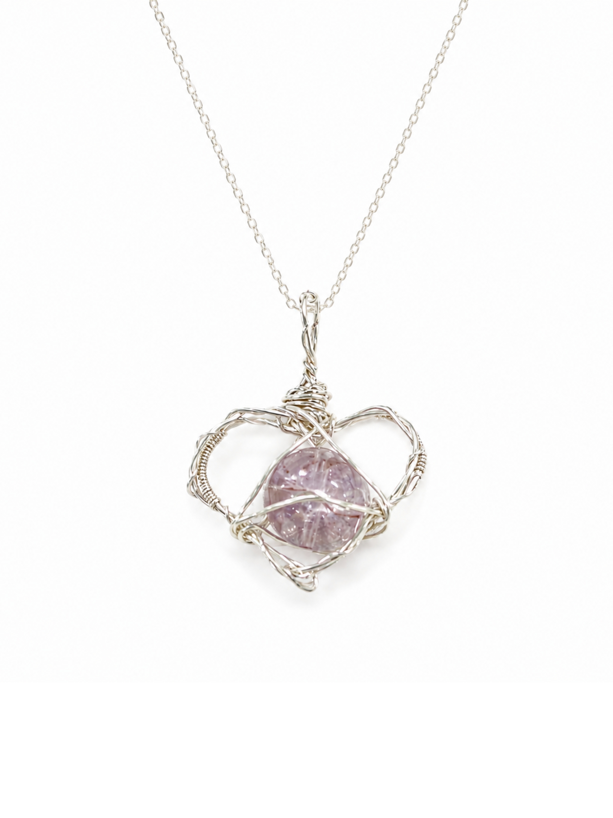 Crystal Heart Necklace, Dainty Wire Wrapped Pendant Jewelry