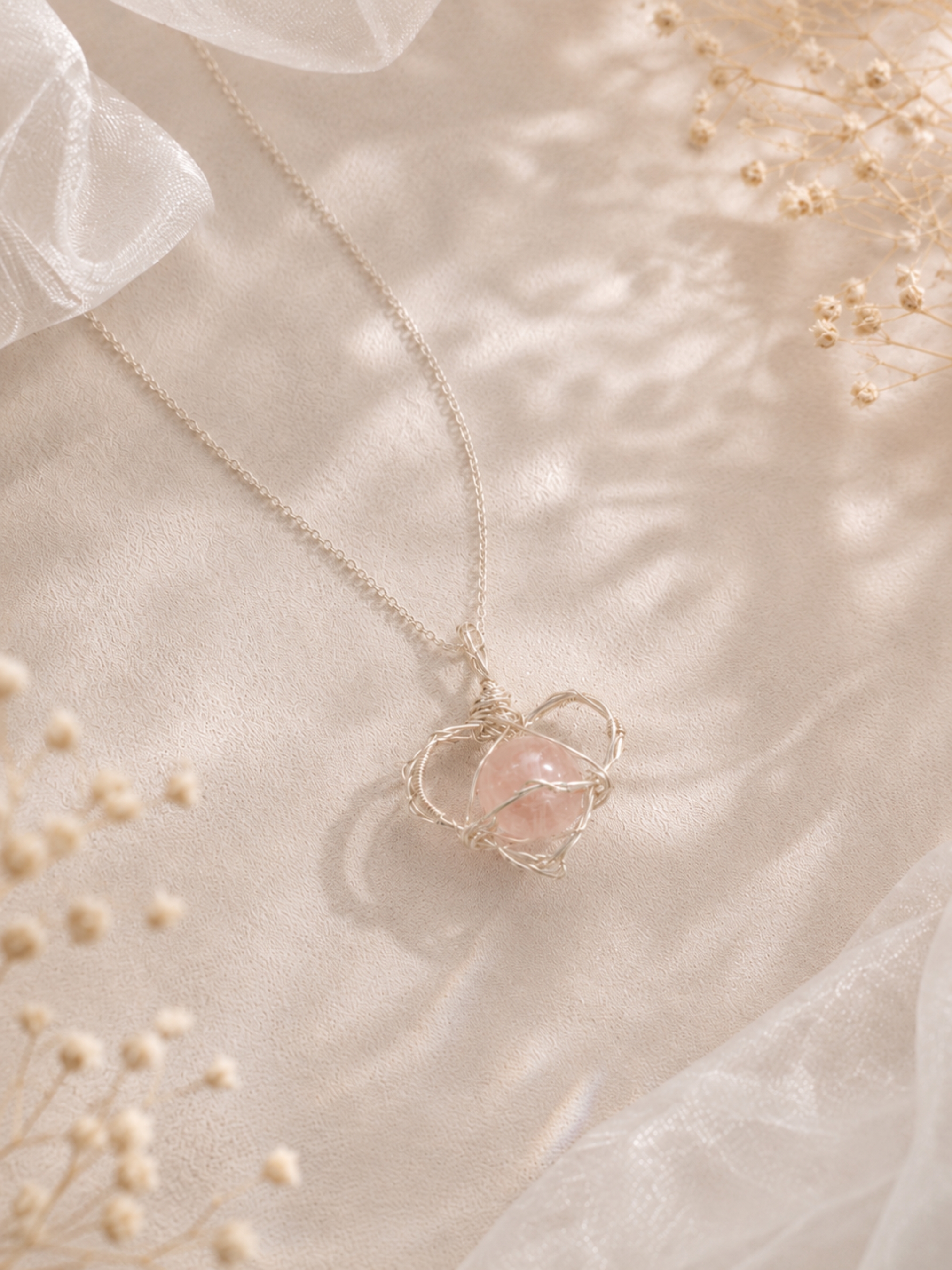 Crystal Heart Necklace, Dainty Wire Wrapped Pendant Jewelry