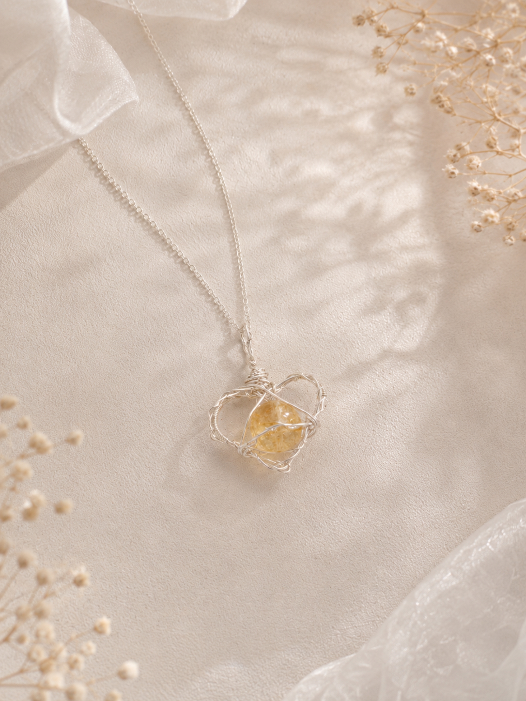 Crystal Heart Necklace, Dainty Wire Wrapped Pendant Jewelry