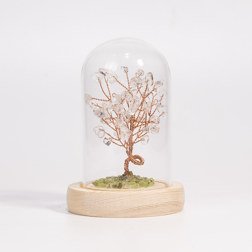 Crystal Tree with Dome Cover – Handcrafted Energy Decor for Home & Office
