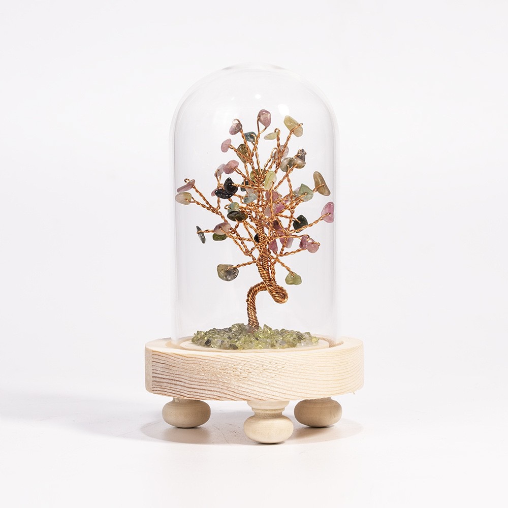 Crystal Tree with Dome Cover – Handcrafted Energy Decor for Home & Office