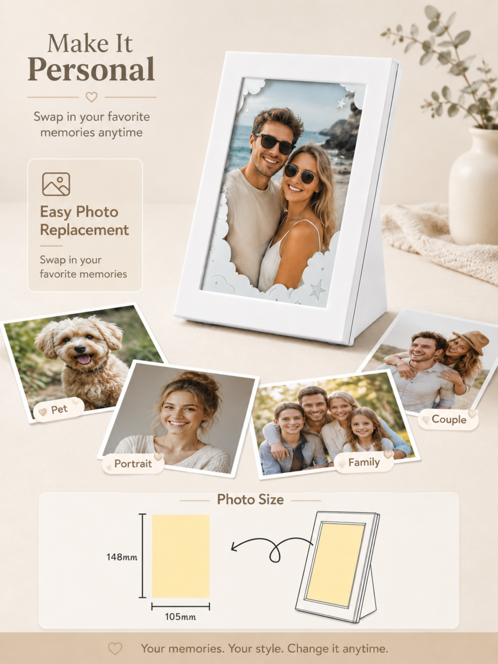 [Copy]DIY Flowing Sand Glow Photo Frame Lamp - White