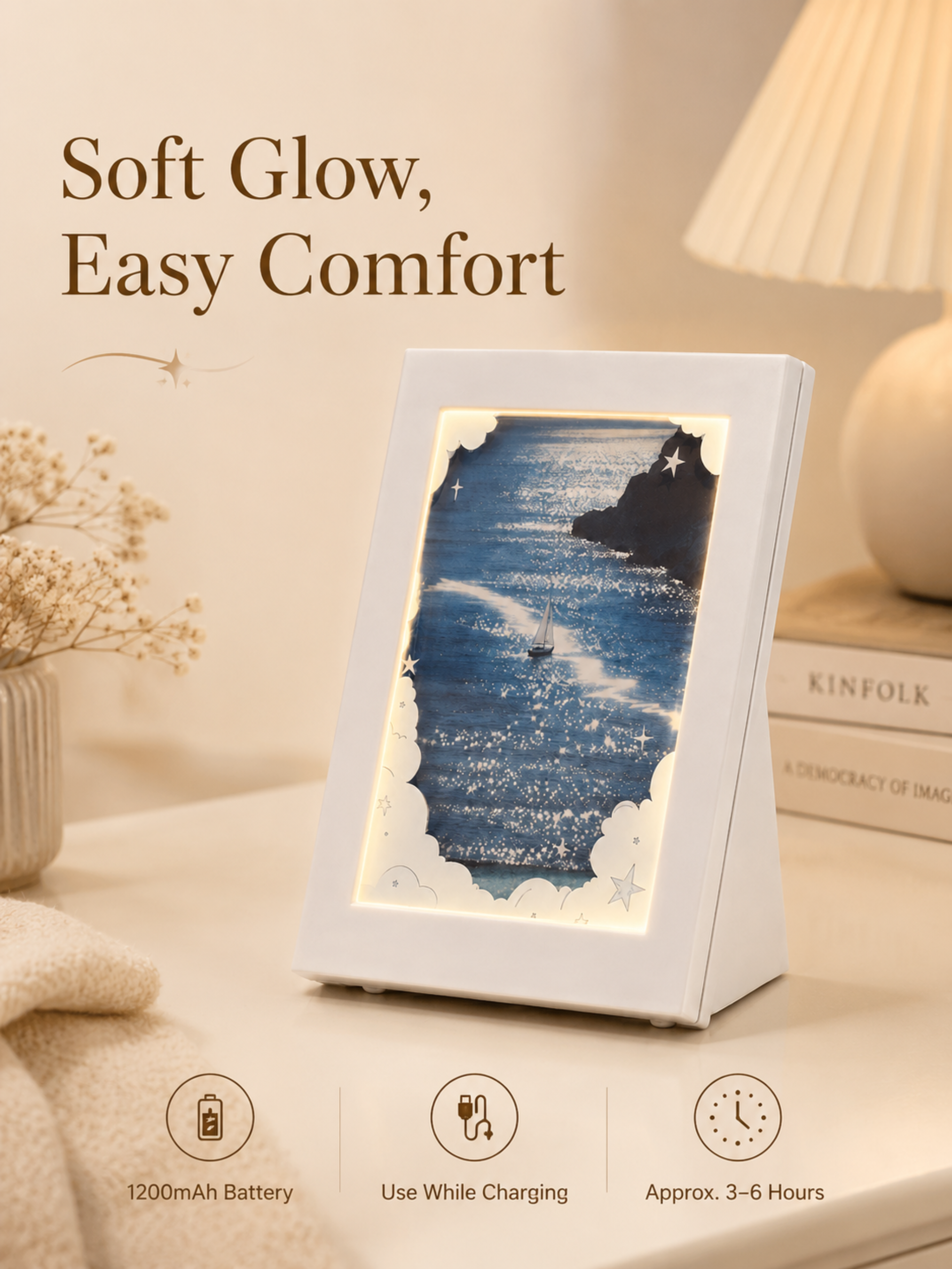 [Copy]DIY Flowing Sand Glow Photo Frame Lamp - White