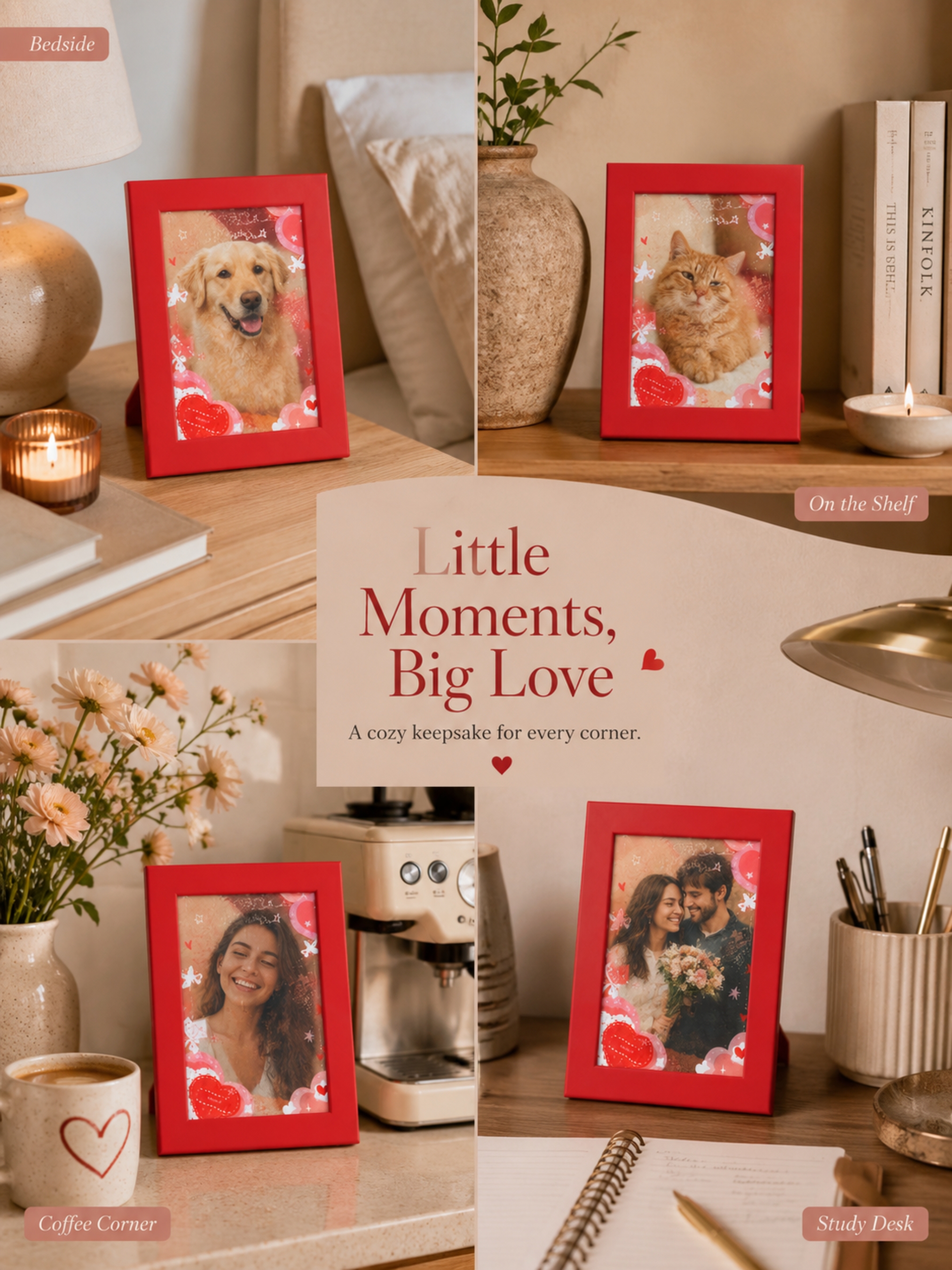 DIY Flowing Sand Glow Photo Frame Lamp - Red