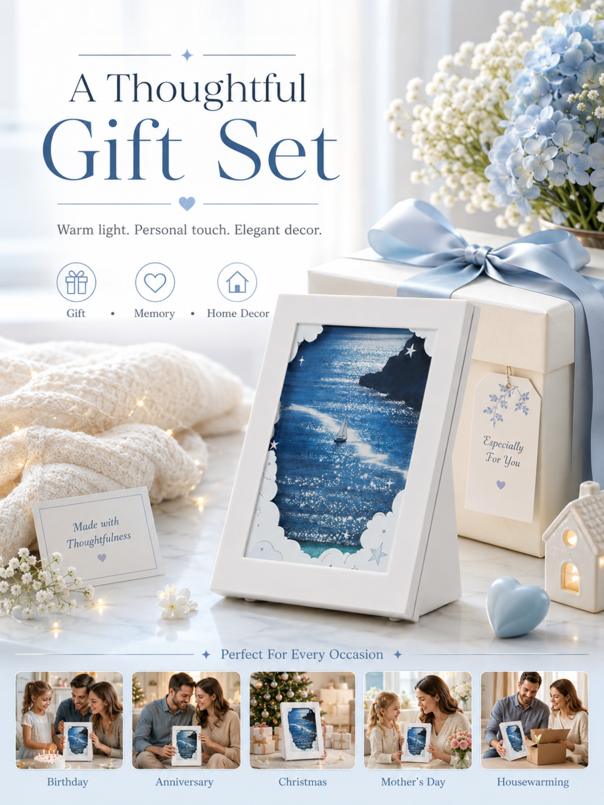 [Copy]DIY Flowing Sand Glow Photo Frame Lamp - White