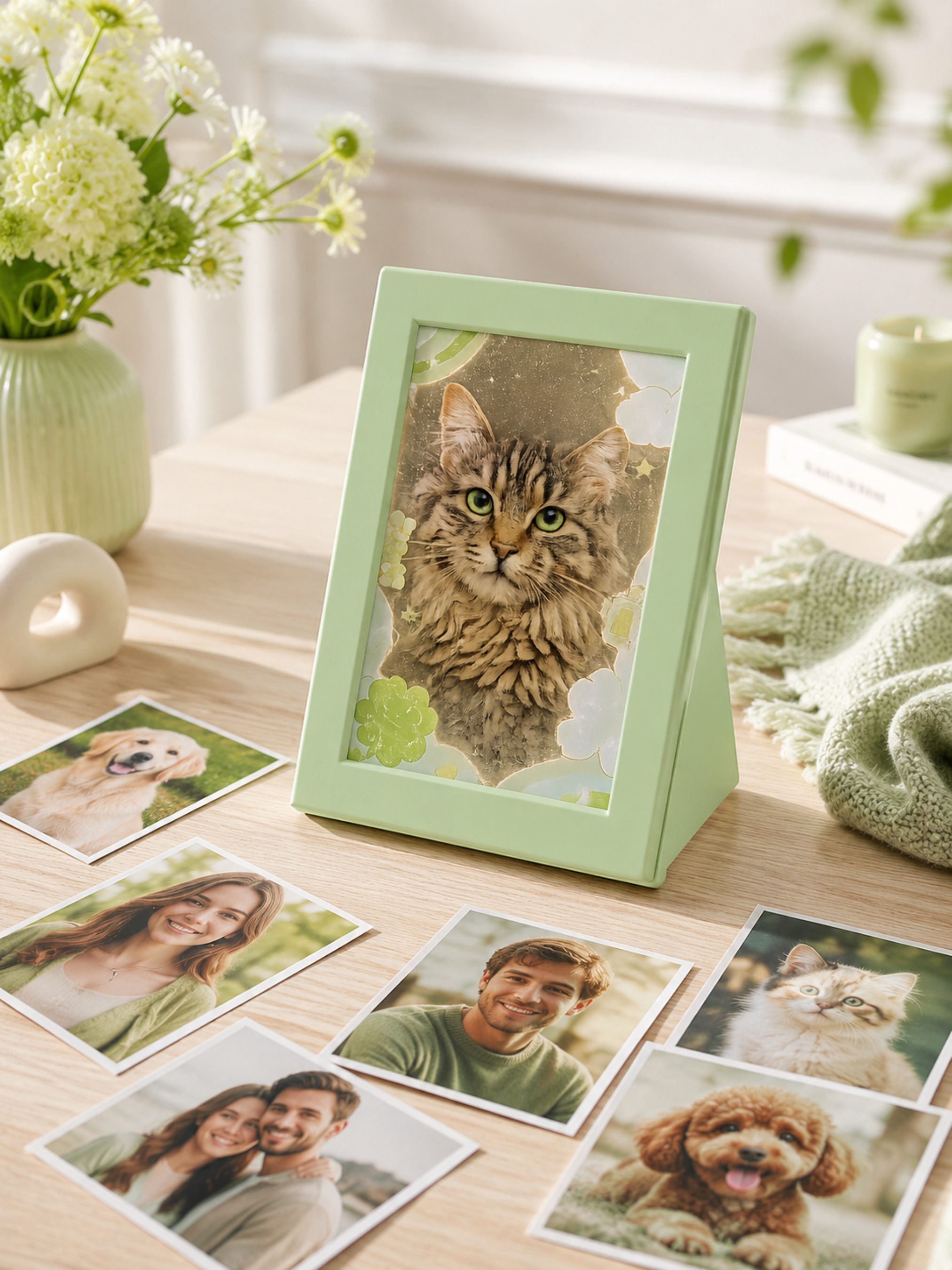 DIY Flowing Sand Glow Photo Frame Lamp - Green