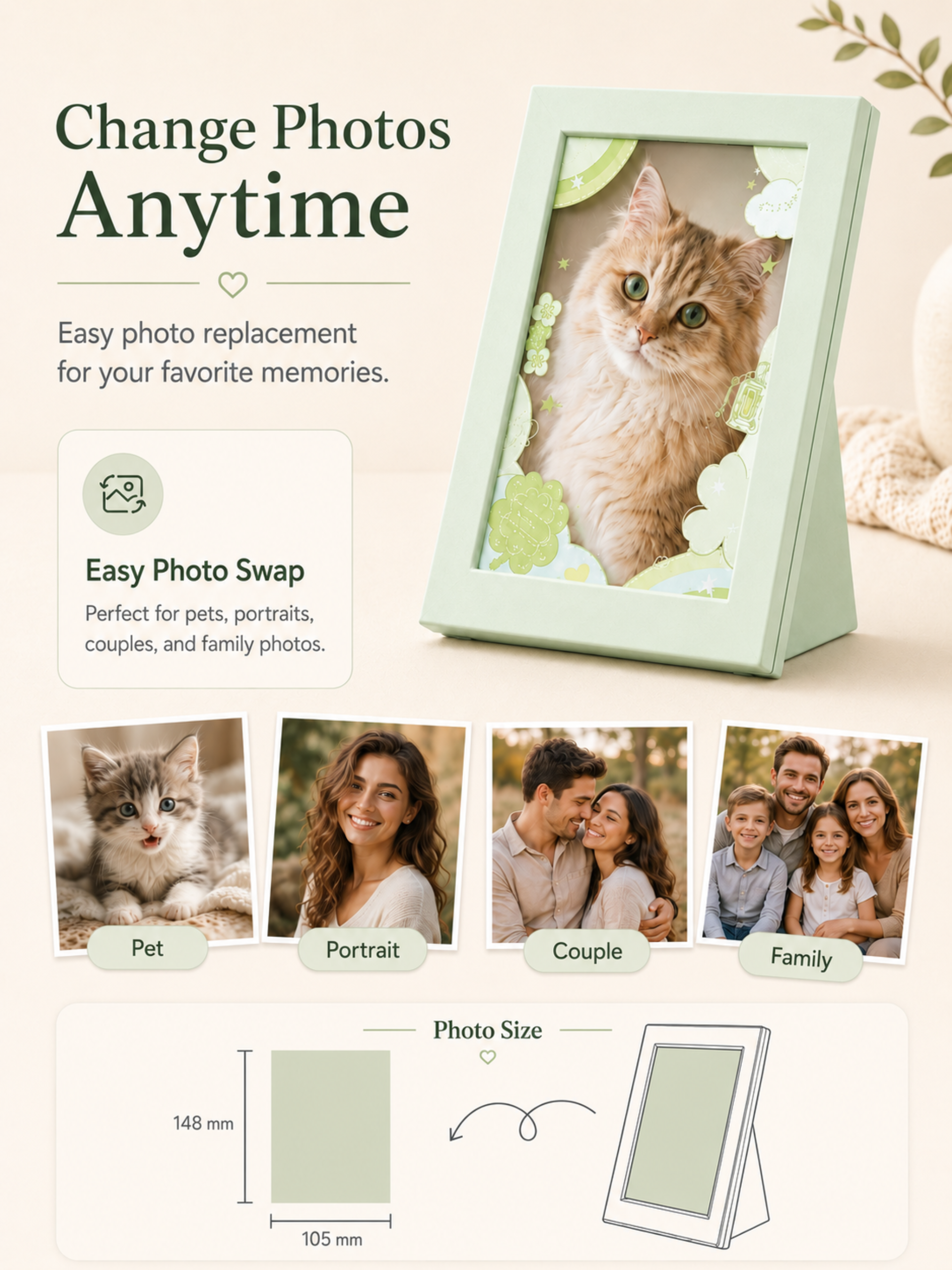 DIY Flowing Sand Glow Photo Frame Lamp - Green