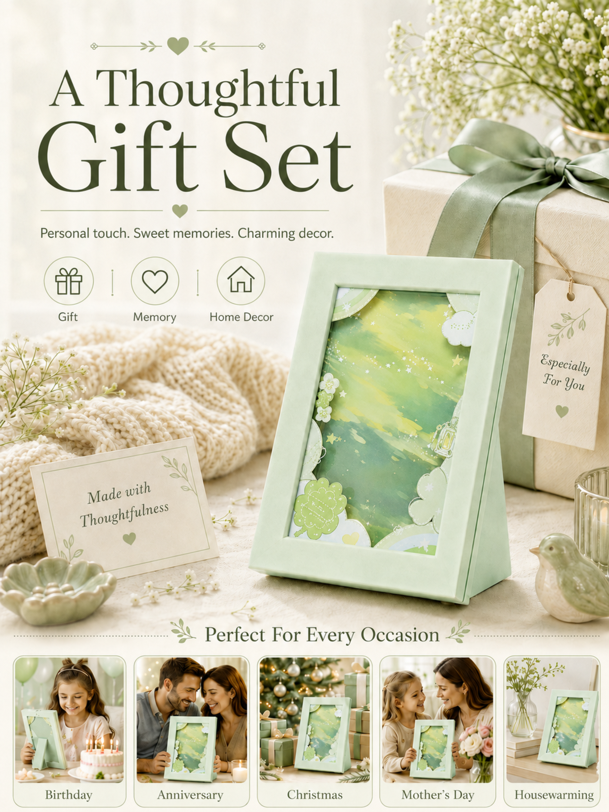 DIY Flowing Sand Glow Photo Frame Lamp - Green