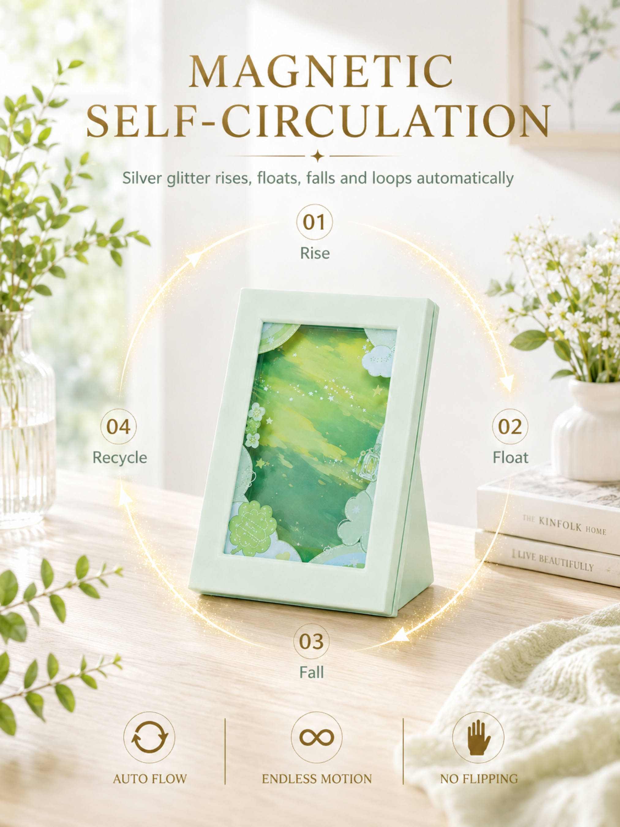 DIY Flowing Sand Glow Photo Frame Lamp - Green