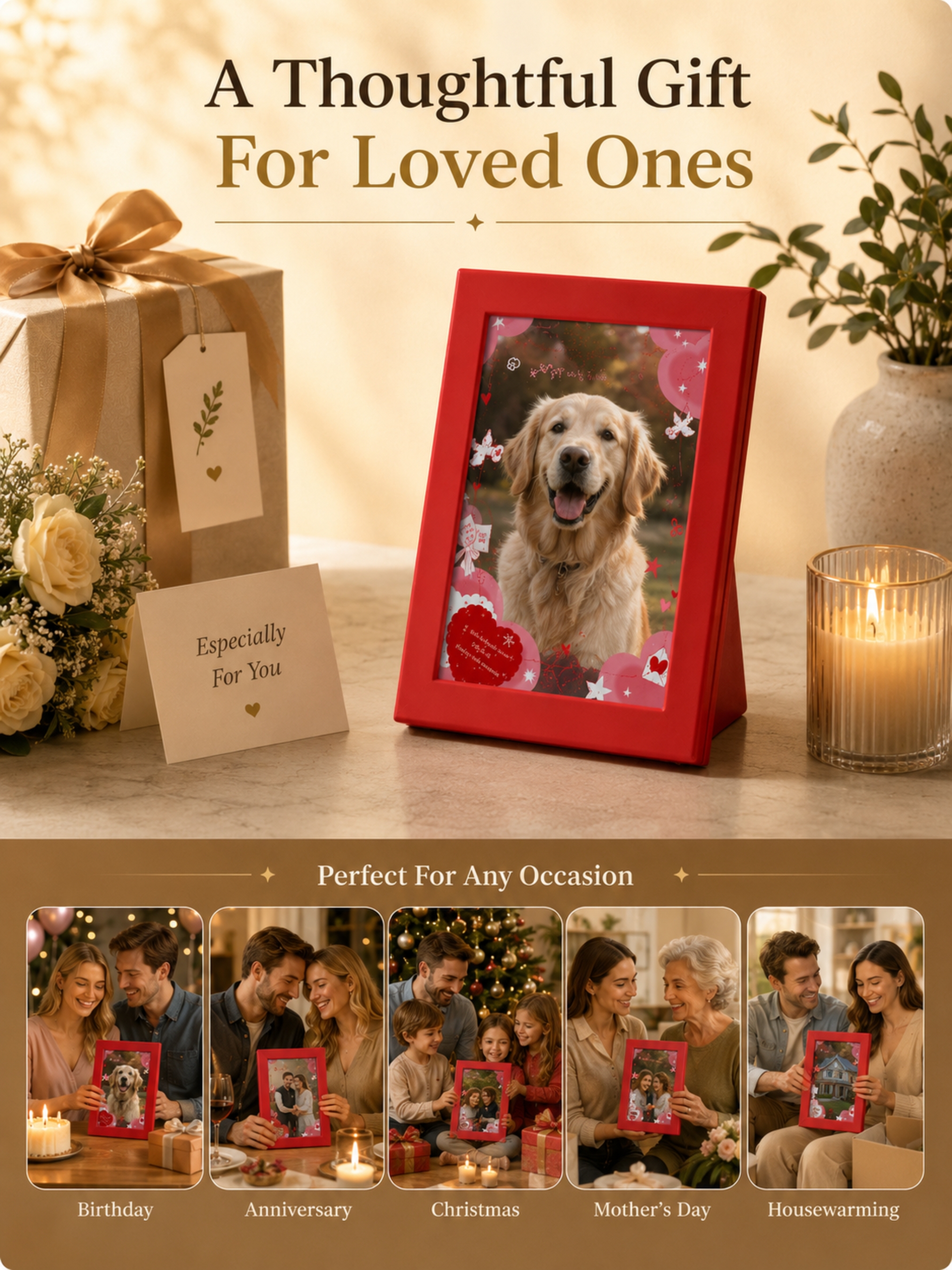 DIY Flowing Sand Glow Photo Frame Lamp - Red